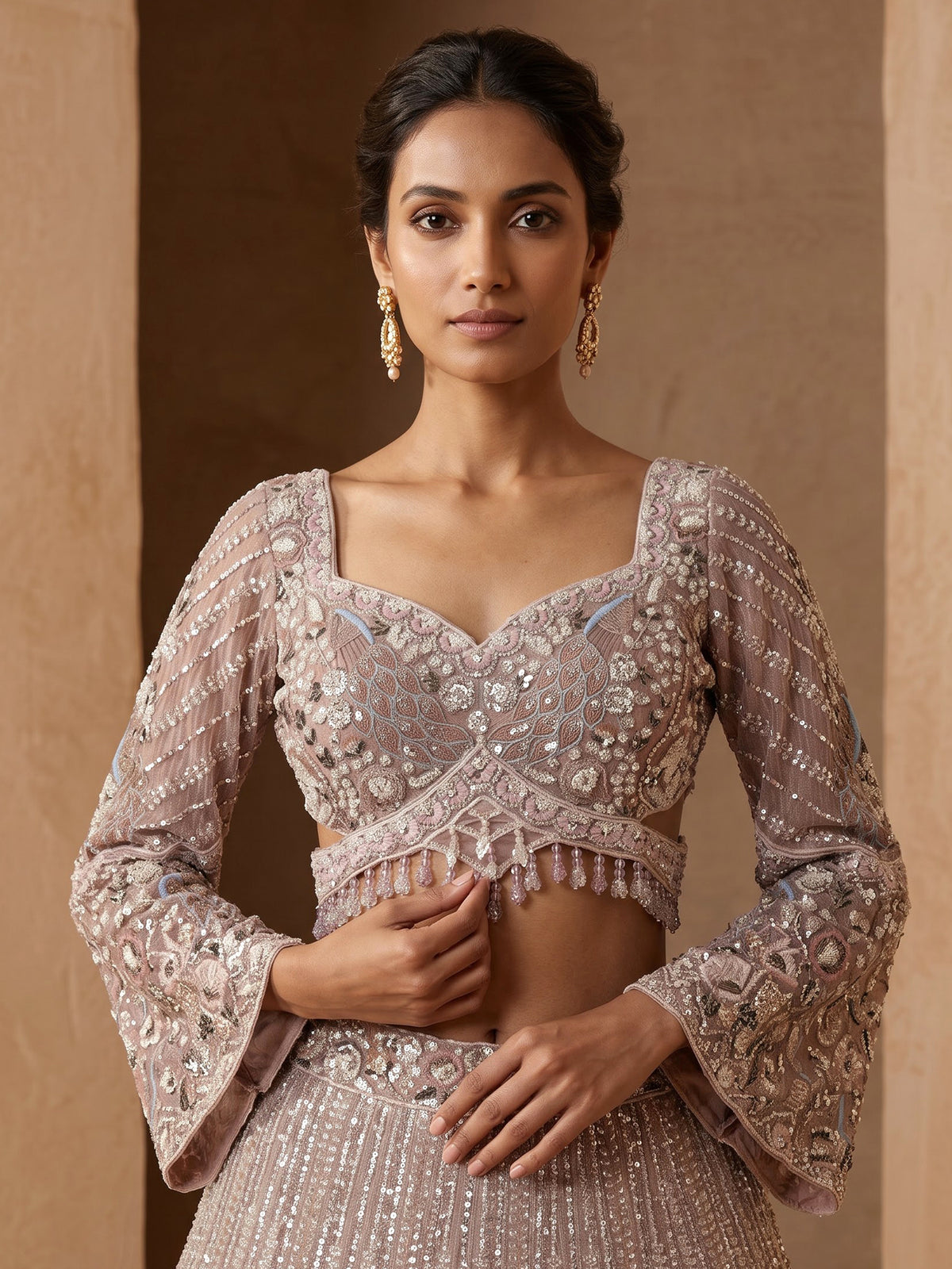 Light lavender peacock women lehenga choli