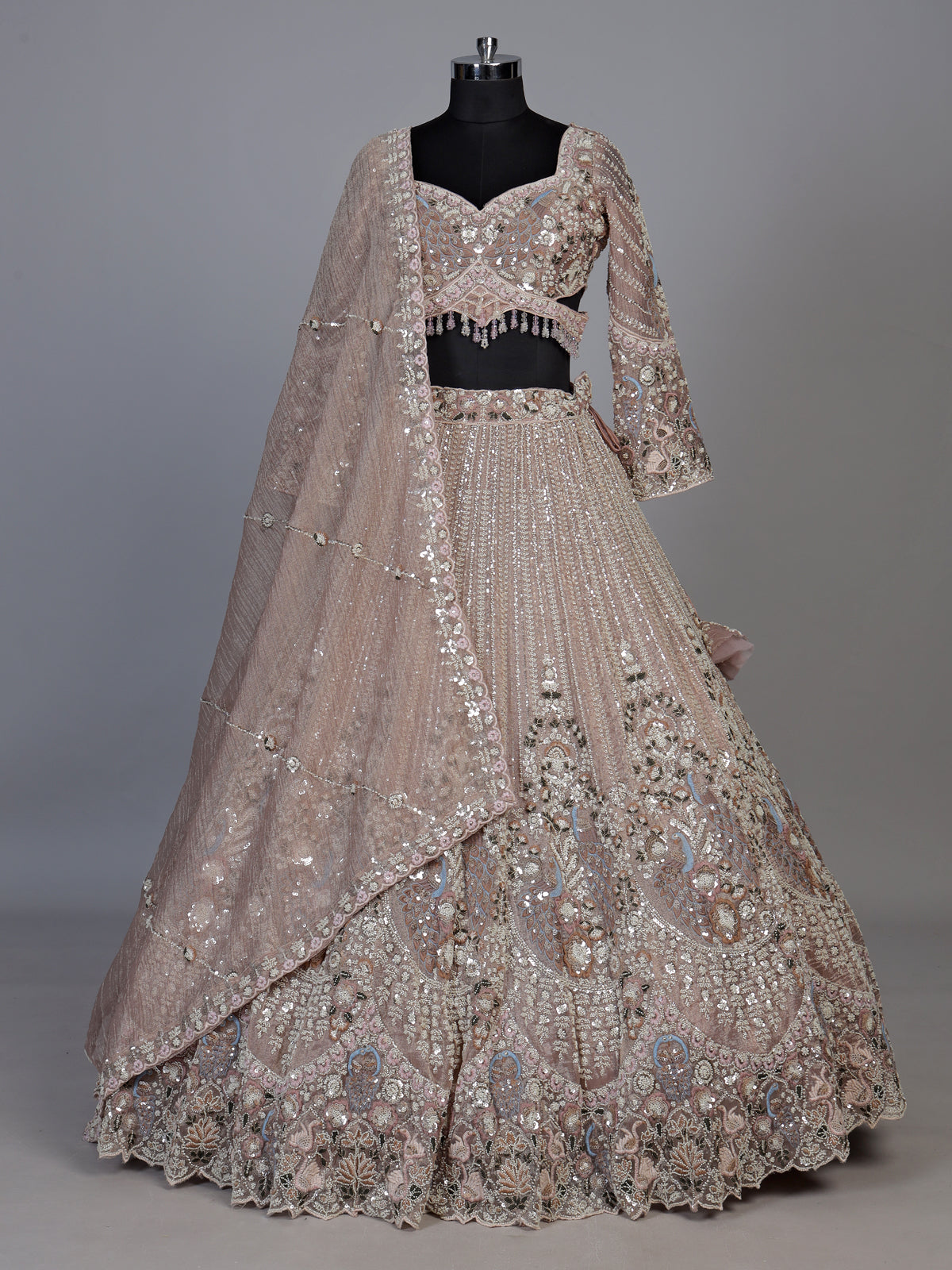 Light lavender peacock women lehenga choli