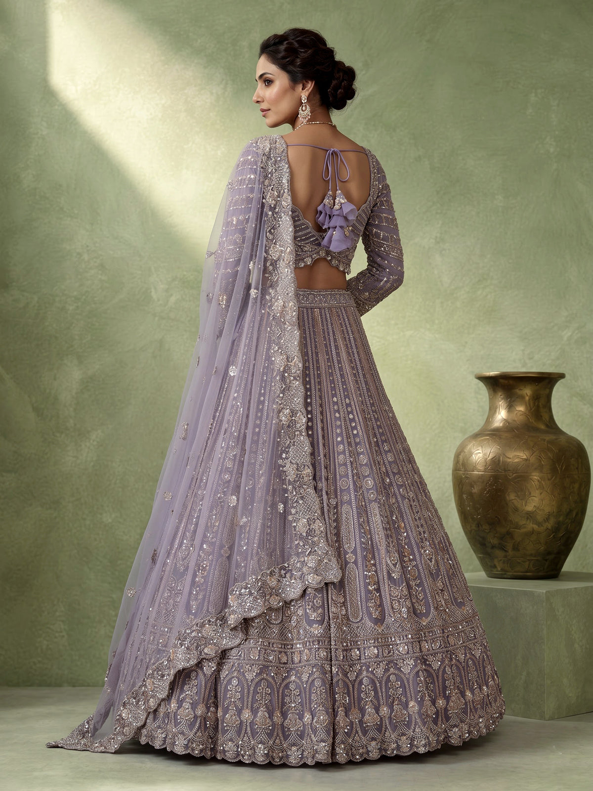 Lavender baroque jharokha women lehenga choli