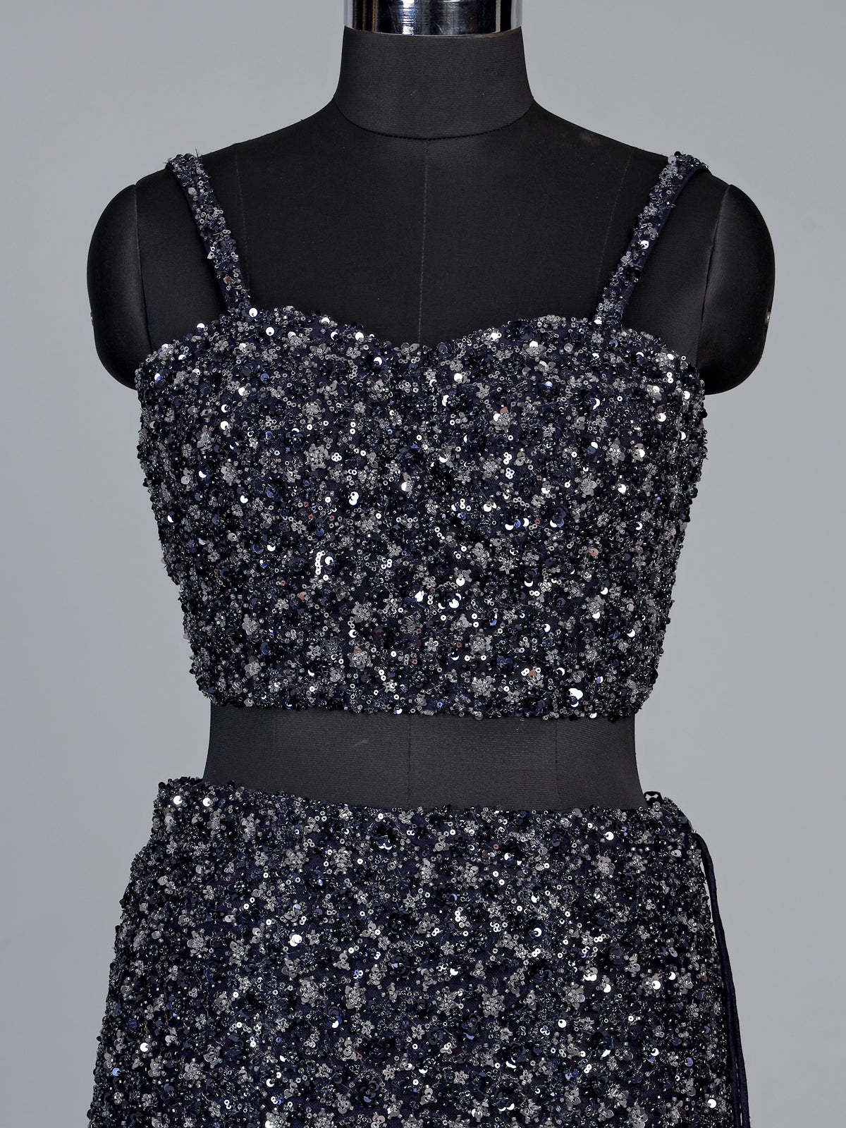 Navy blue dramatic ruffle women lehenga choli