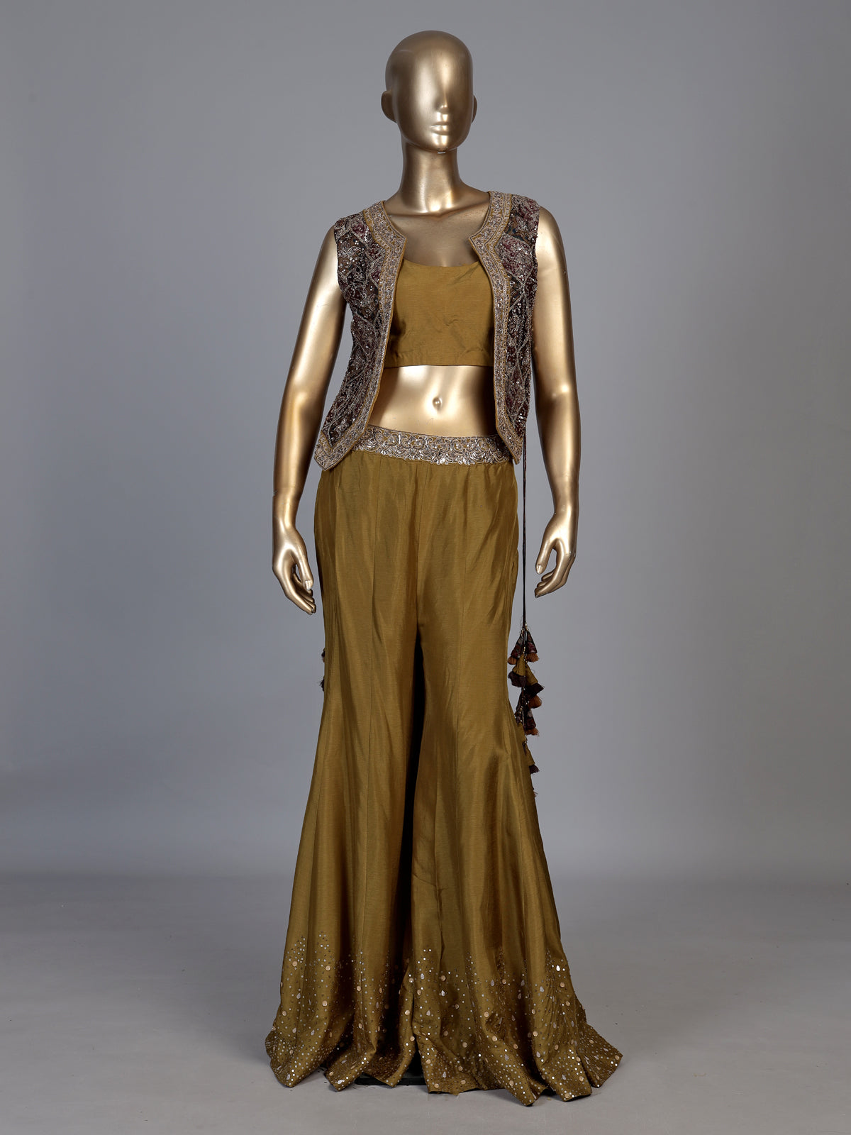 Mehendi green regal sharara suit