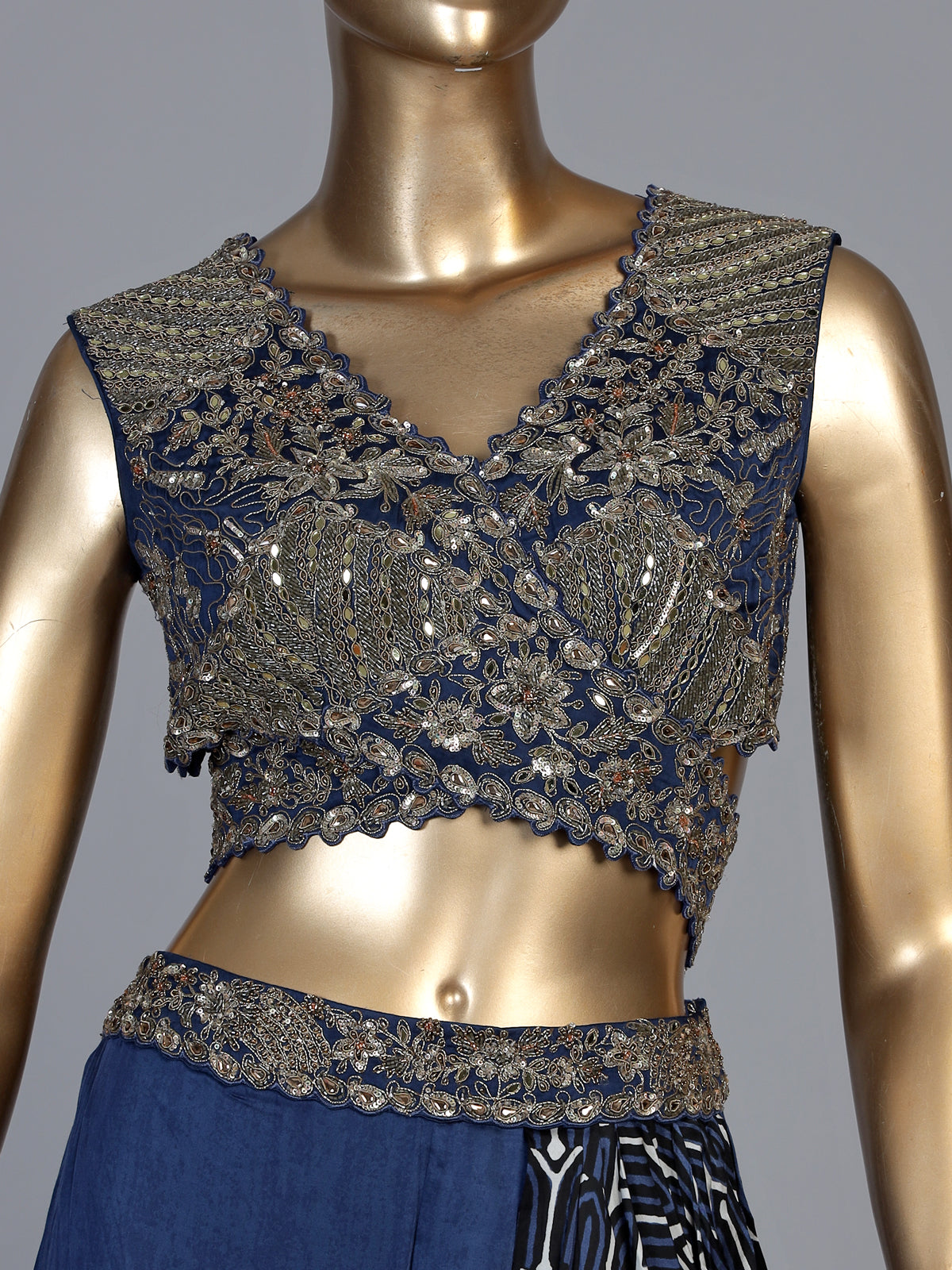 Blue geometric indowestern sharara suit