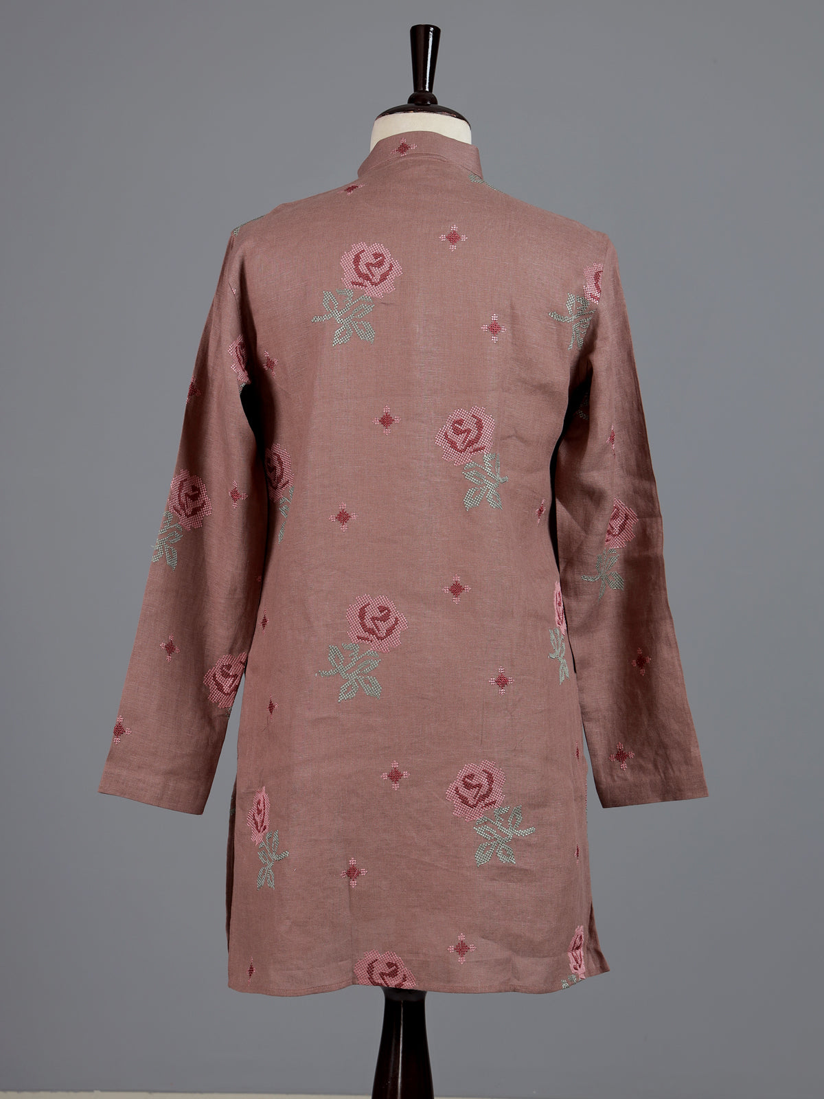 Onion pink cotton linen mens kurta