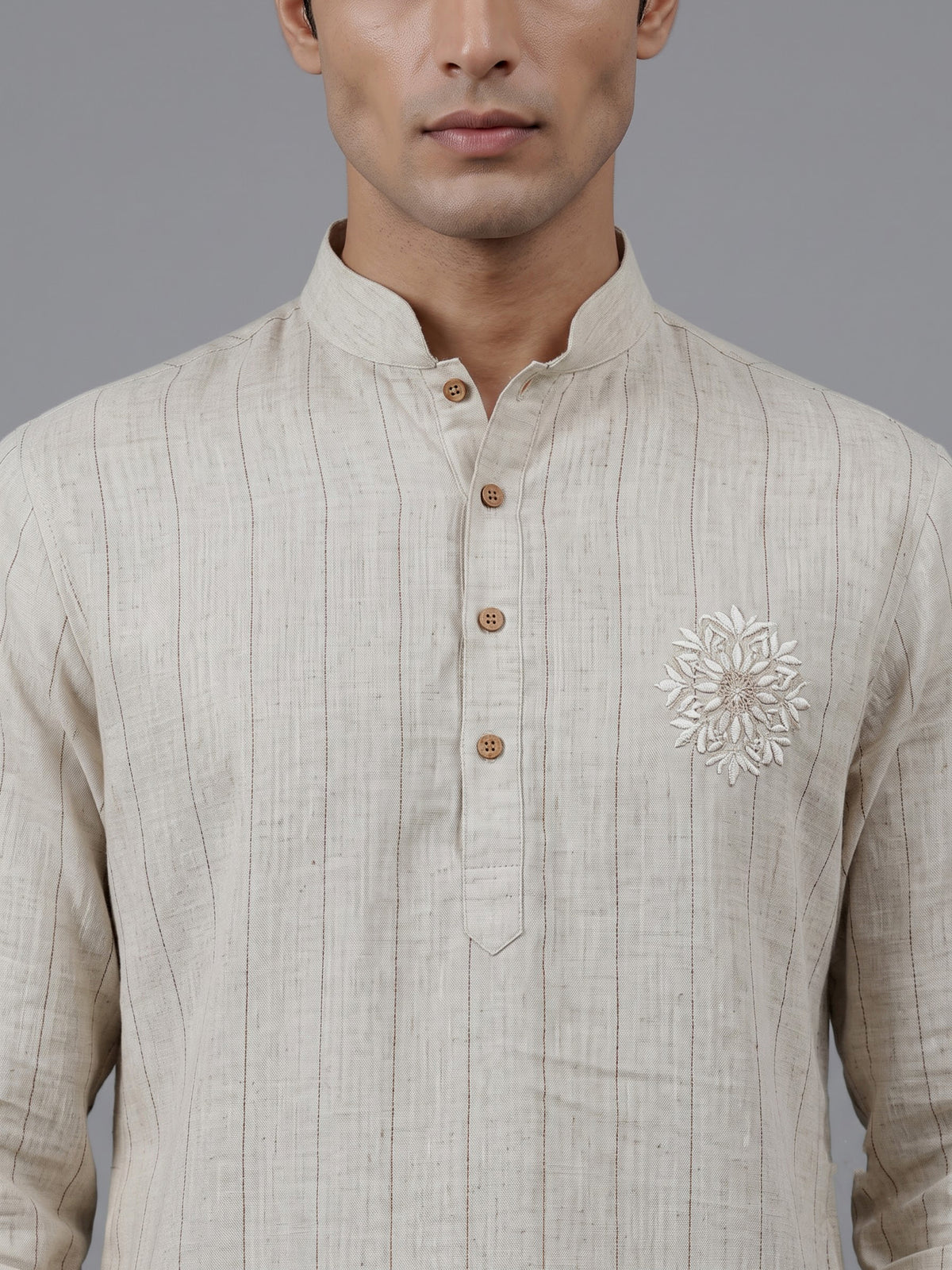 Off white cotton linen mens kurta