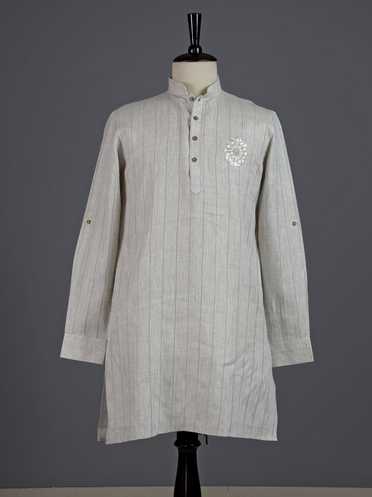 Off white cotton linen mens kurta