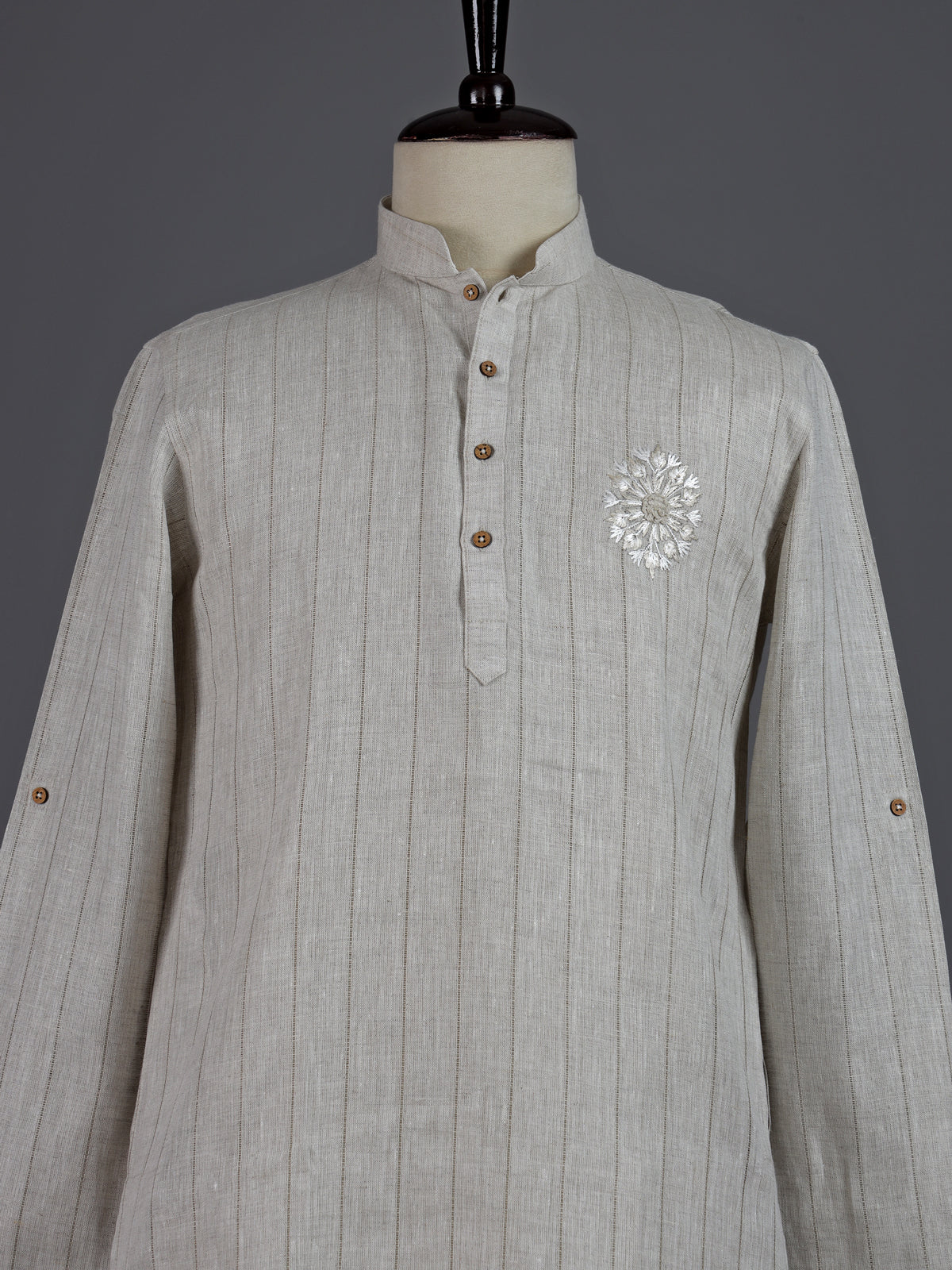 Off white cotton linen mens kurta