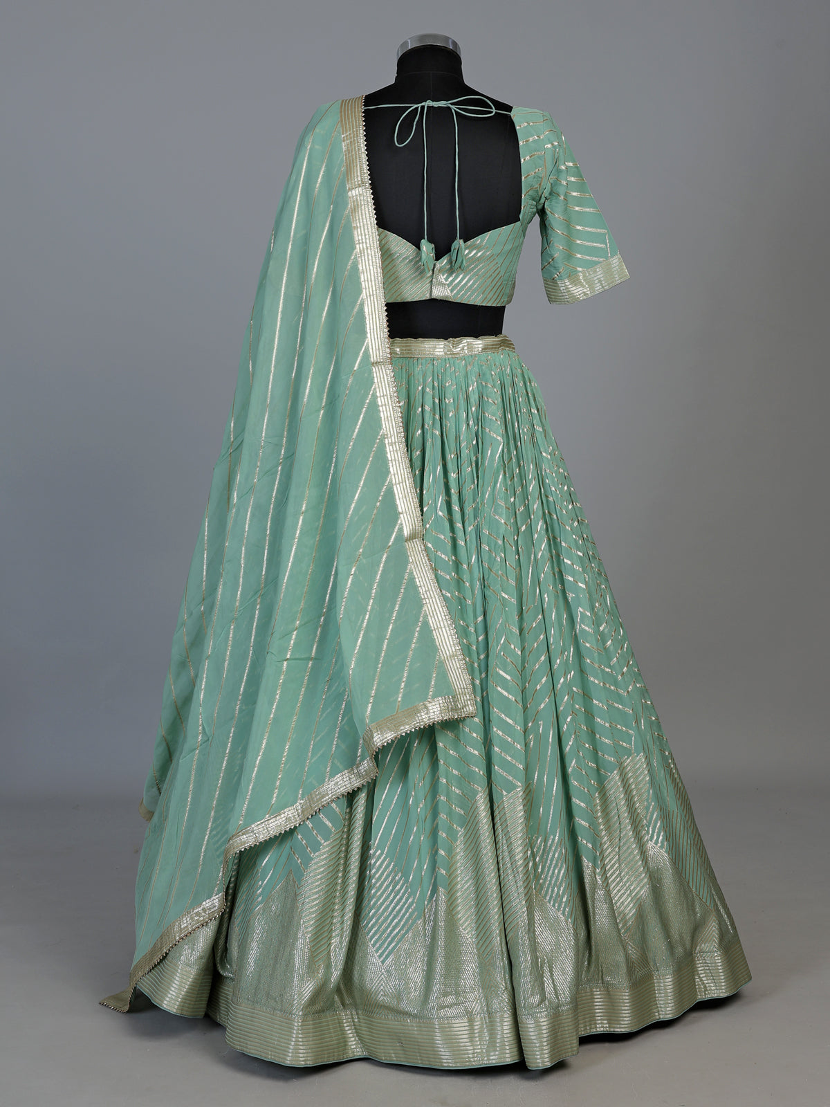 Sky blue gota patti embellished women’s georgette lehenga choli