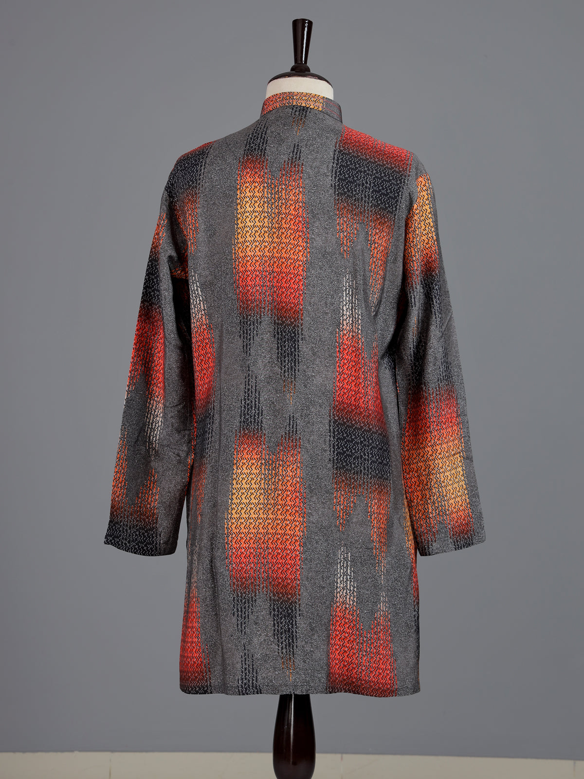 Grey polyester viscose printed mens kurta pajama