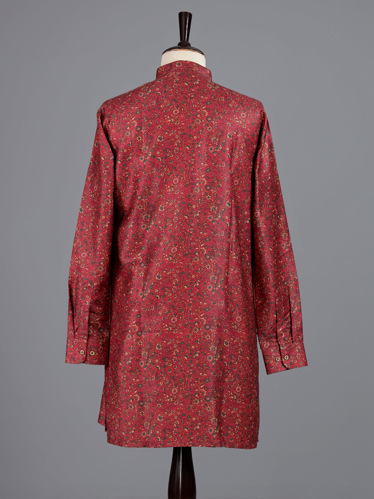 Maroon art silk printed mens kurta pajama
