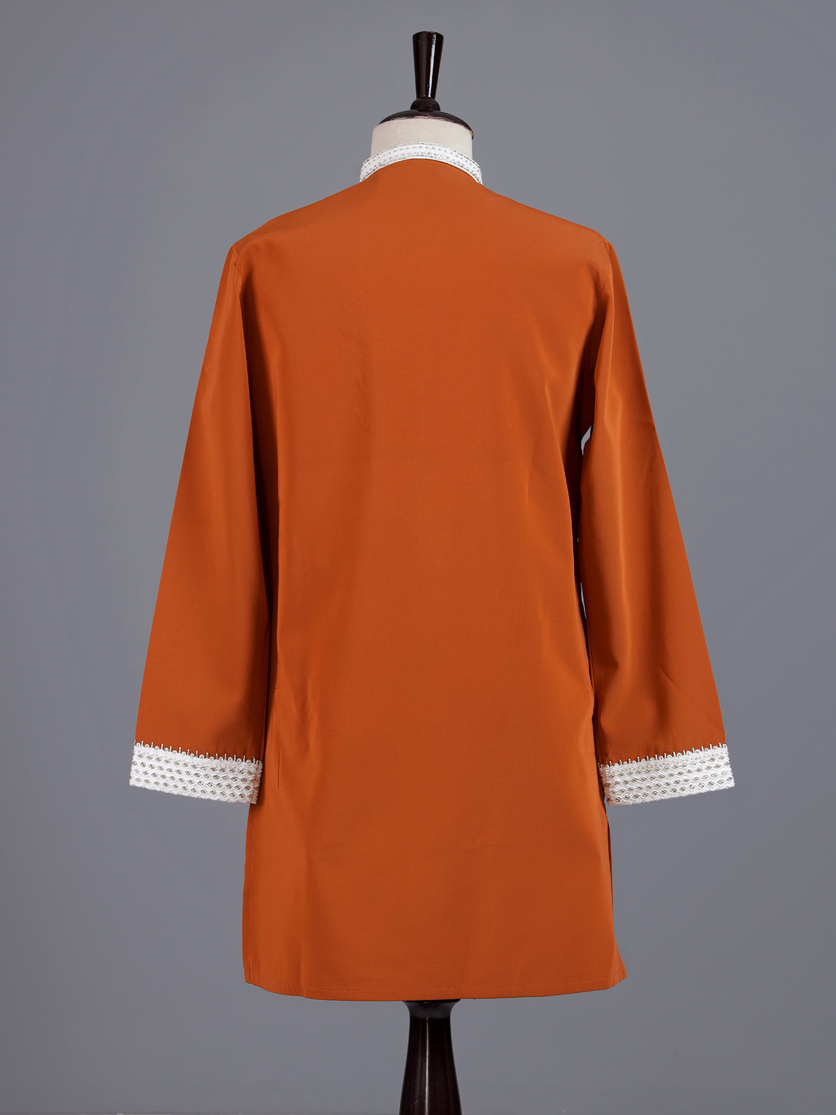 Rust orange polyester viscose mens kurta pajama