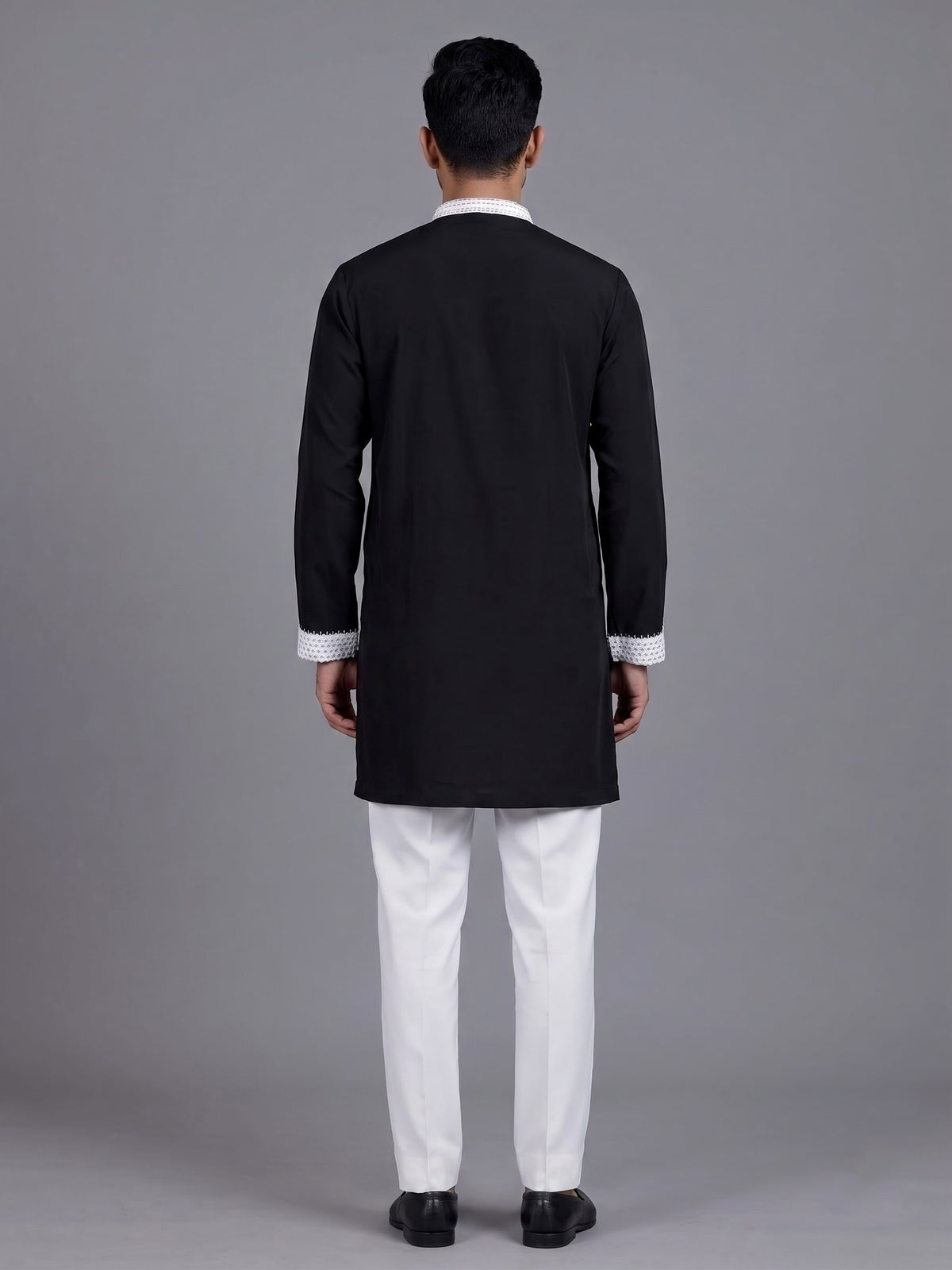 Black polyester viscose mens kurta pajama