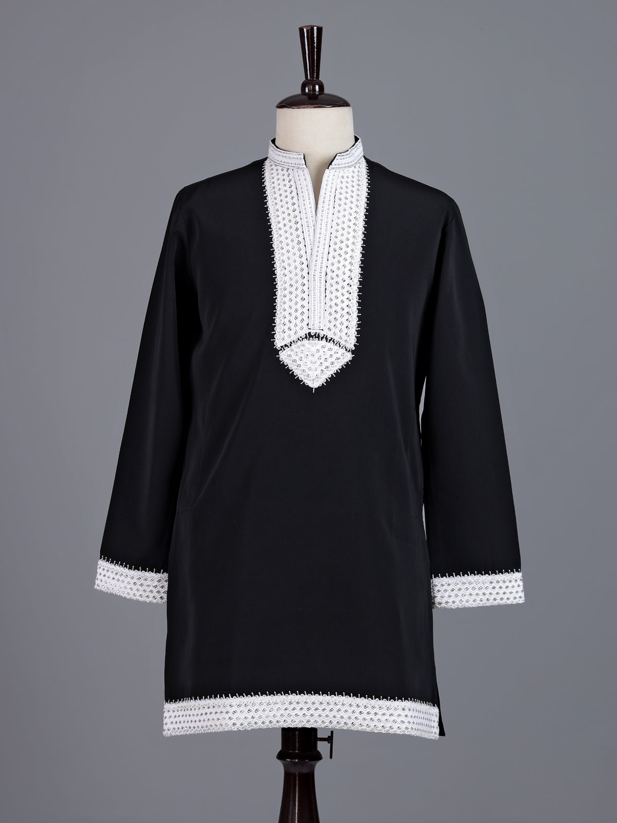 Black polyester viscose mens kurta pajama