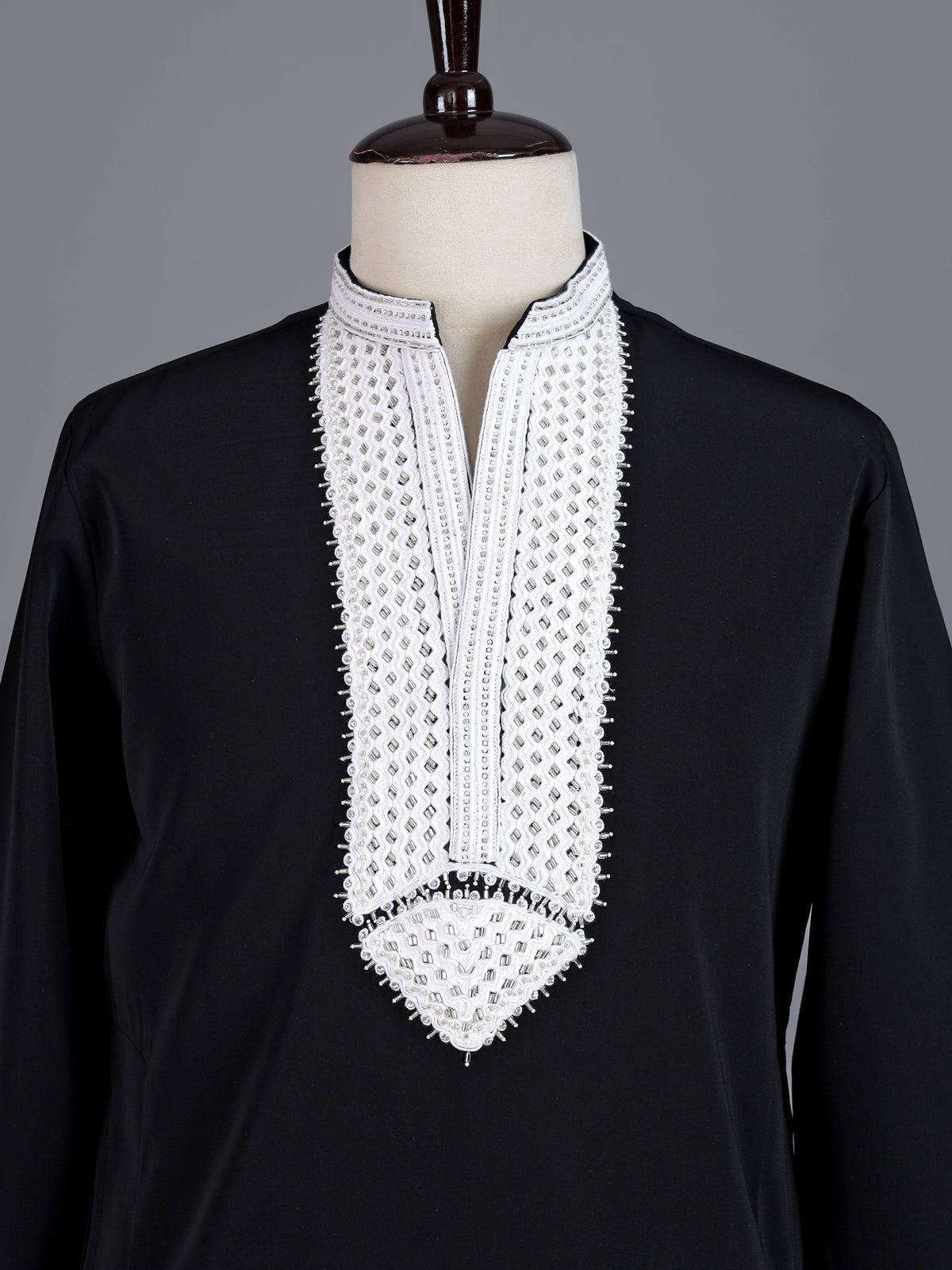 Black polyester viscose mens kurta pajama