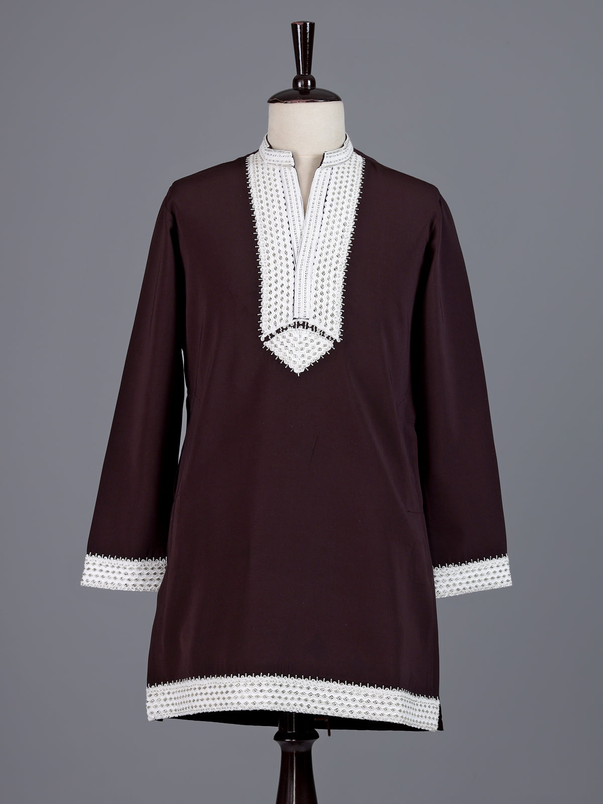 Dark brown polyester viscose mens kurta pajama