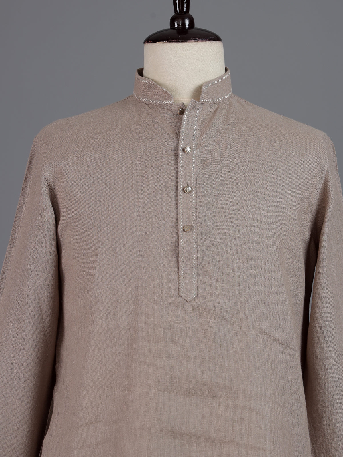 Light peach cotton linen mens kurta pajama