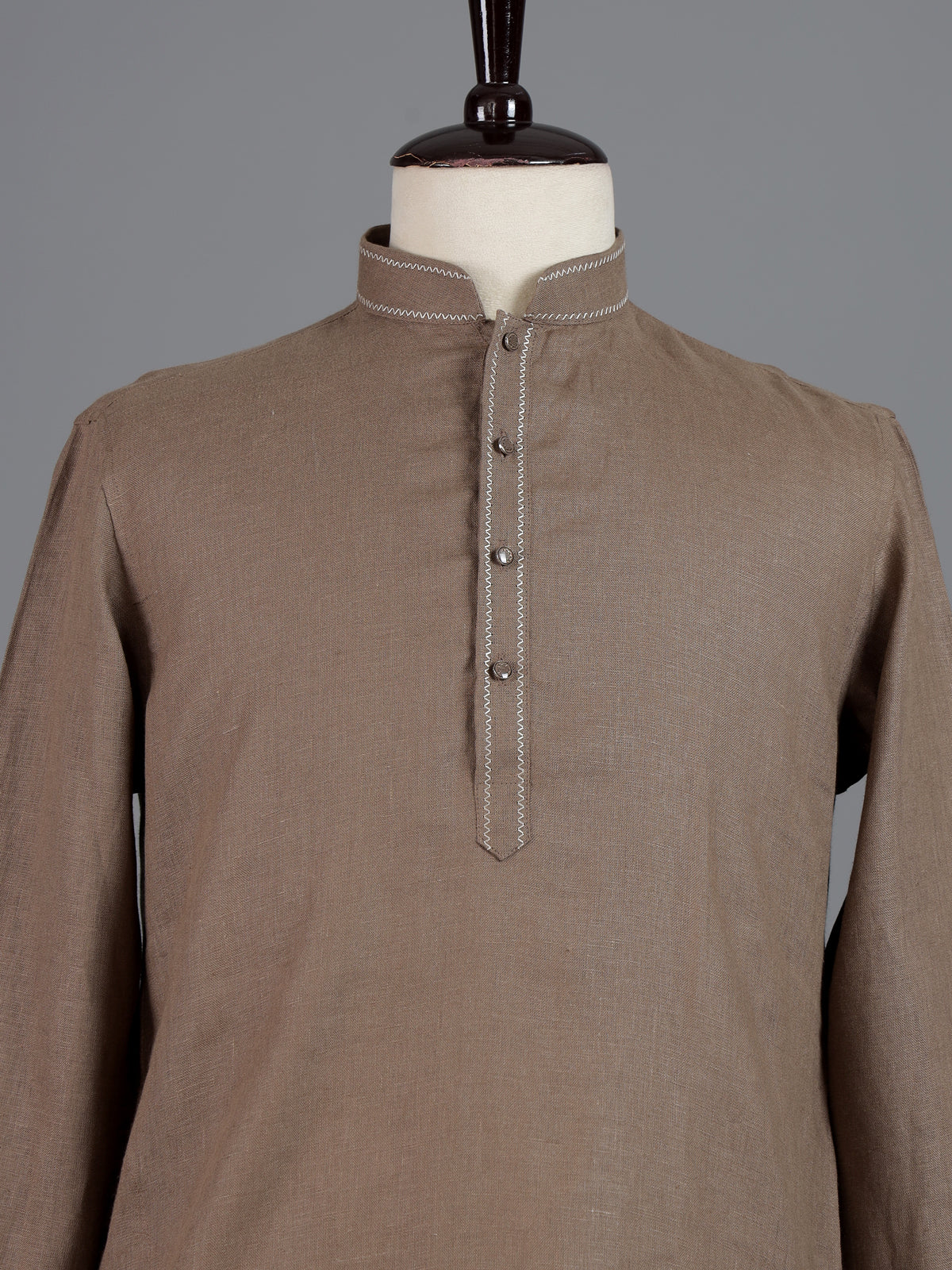 Brown cotton linen mens kurta pajama
