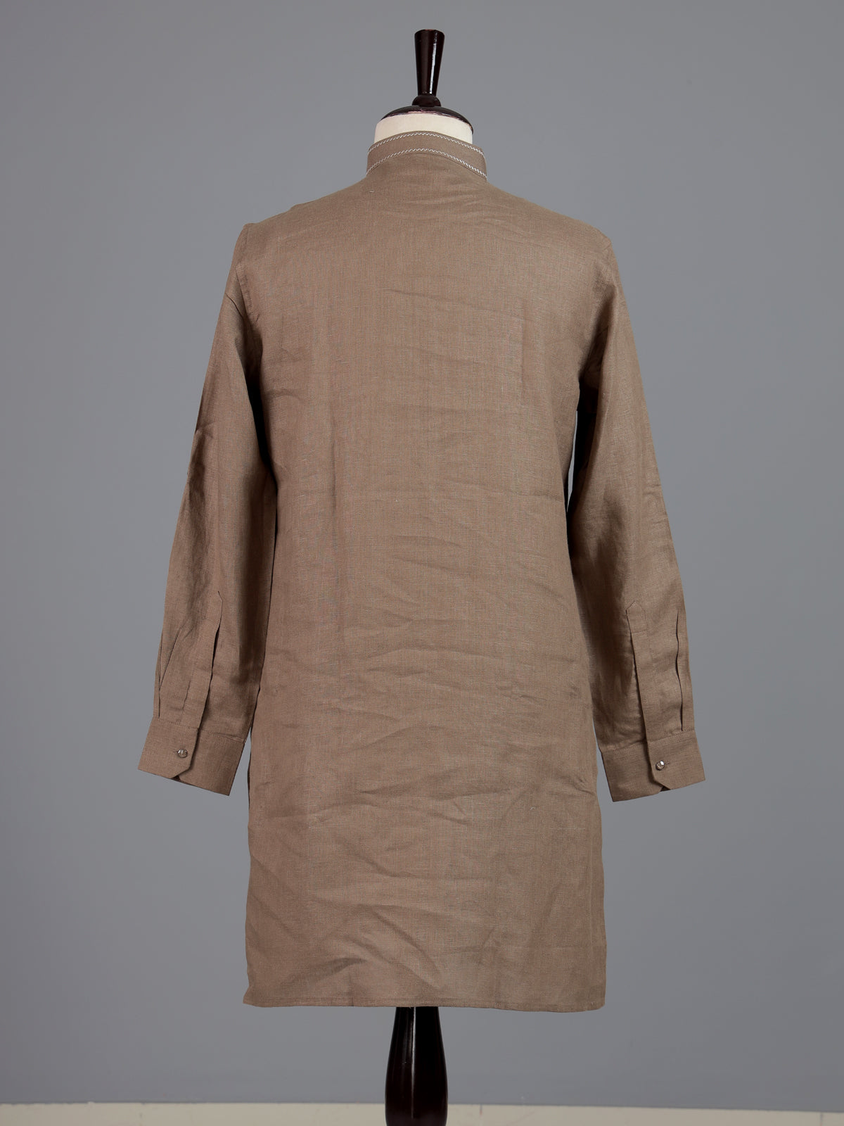 Brown cotton linen mens kurta pajama