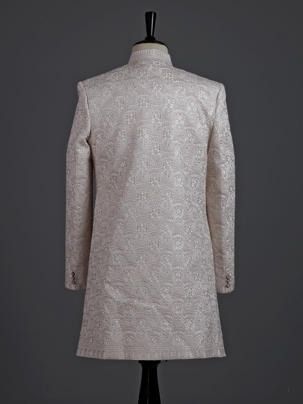 Light pink silk indowestern set for men with jacket