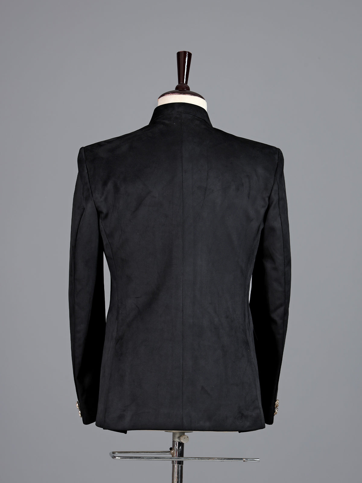 Regal jet black micro velvet Jodhpuri suit for men