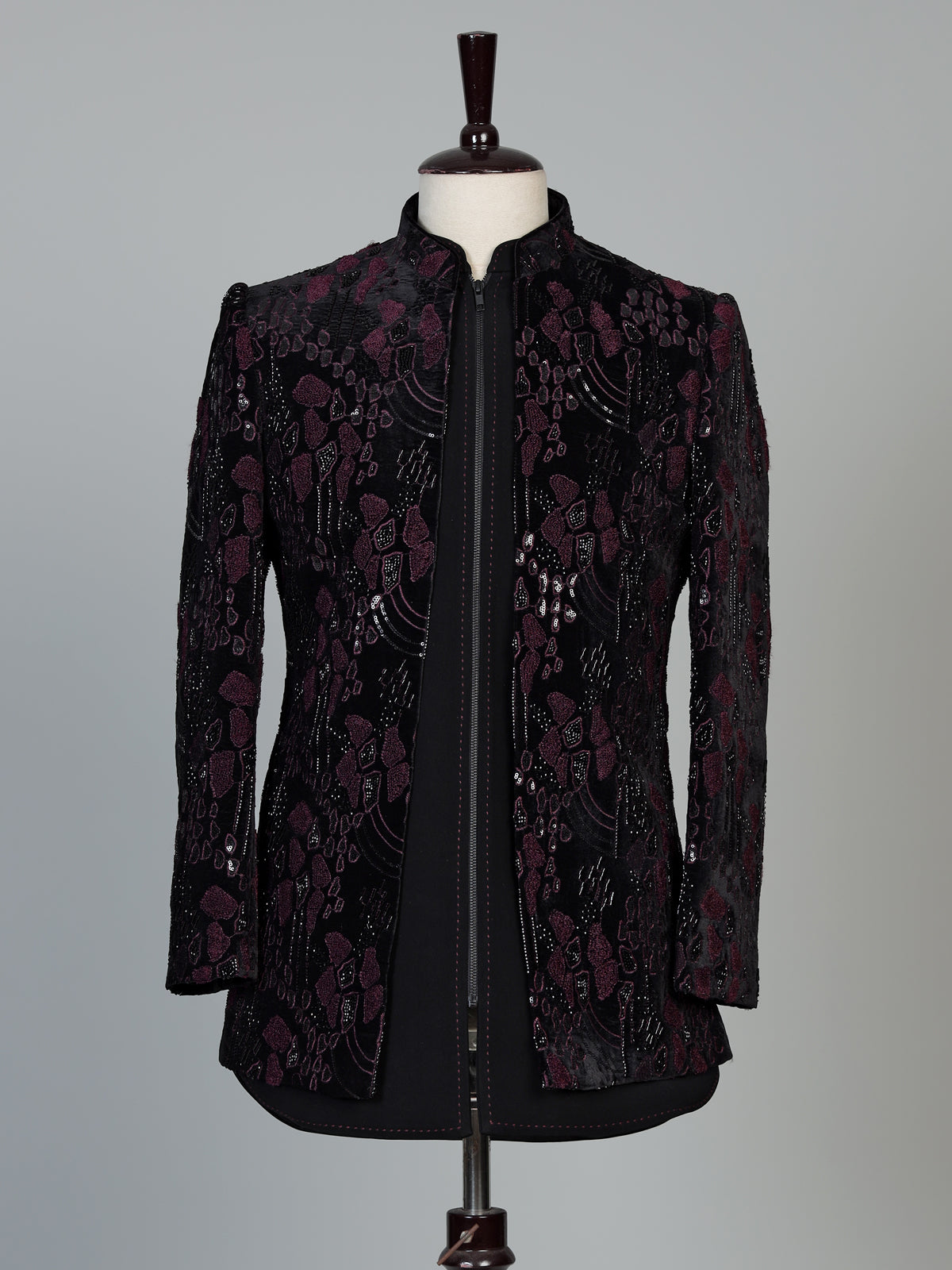 Black signature mens indo western open jacket