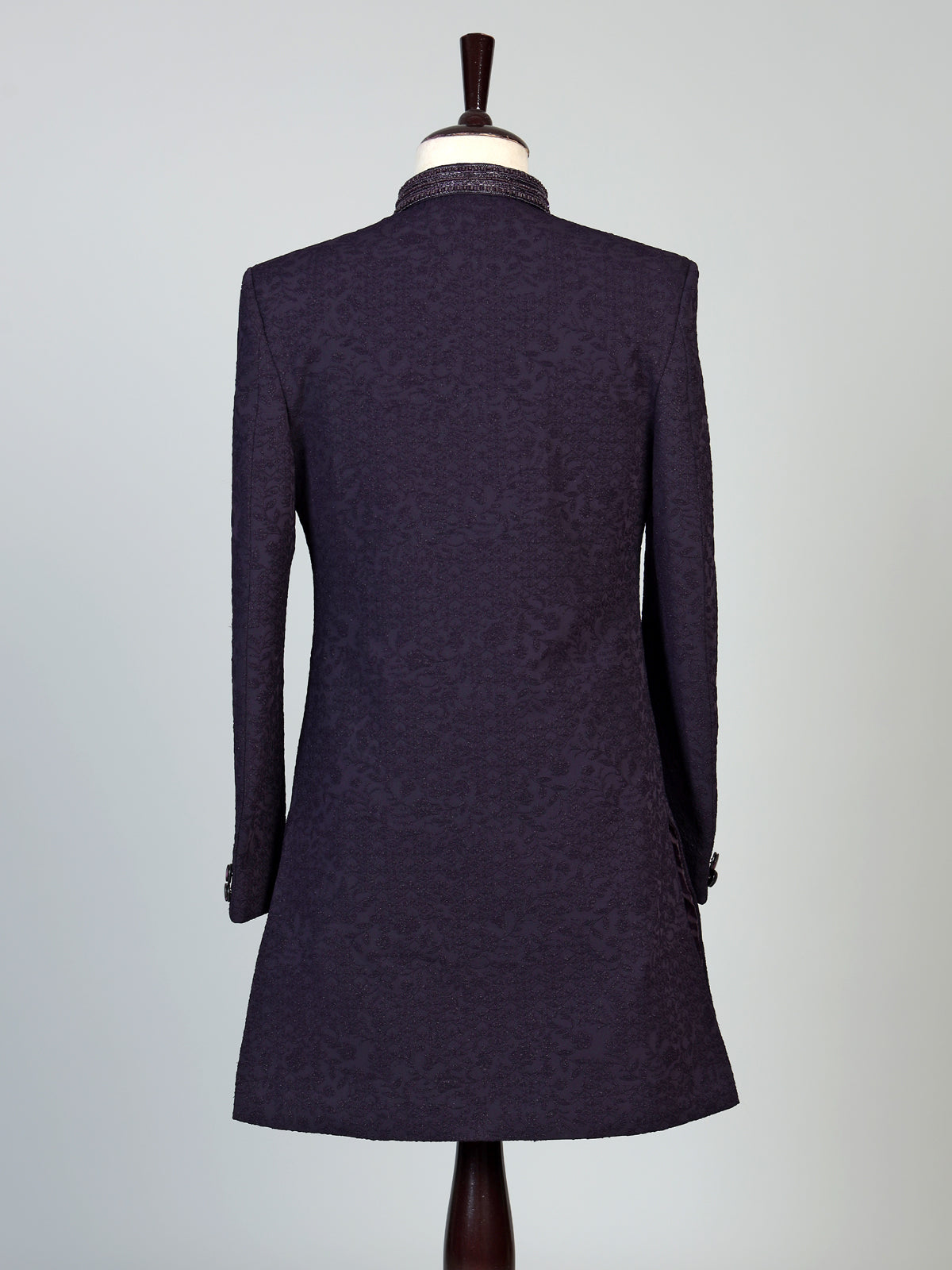 Midnight plum wine achkan style men Indo western set
