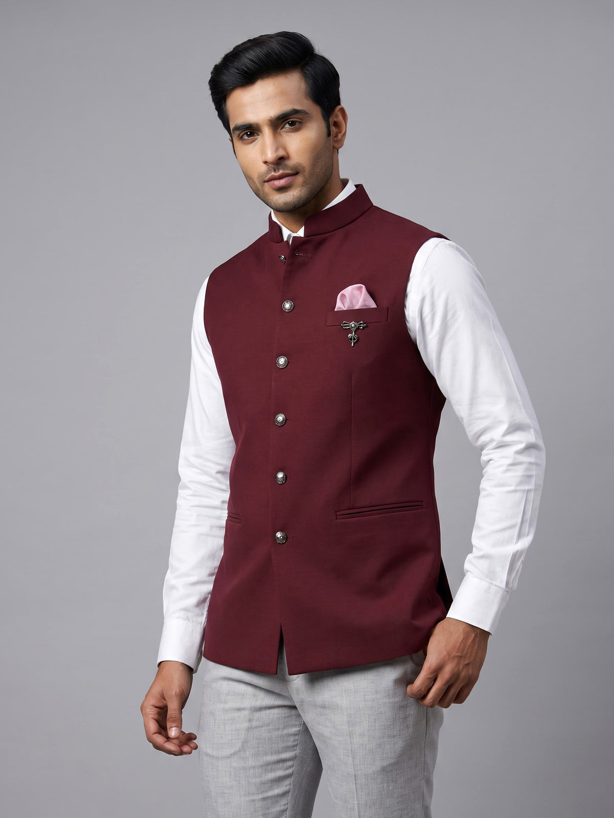Maroon mens royal occasion waistcoat