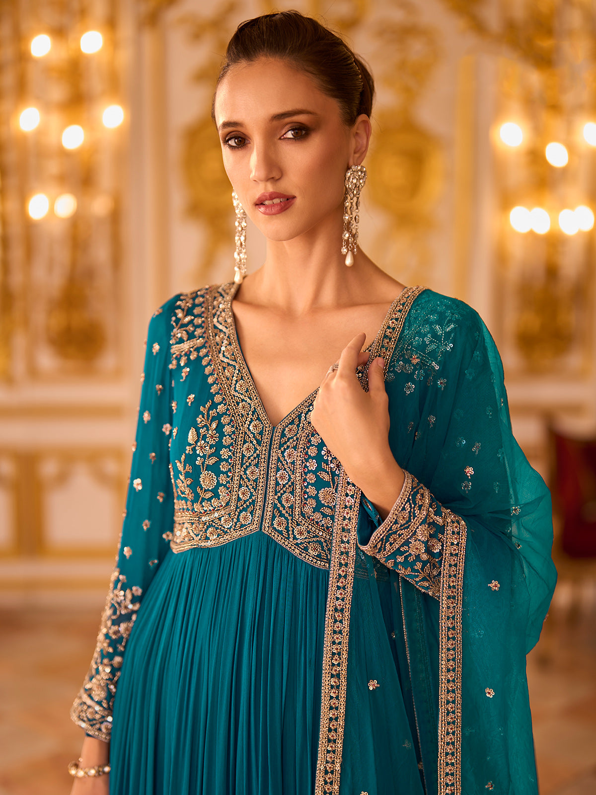 Rama blue majestic mughal womens floor suit