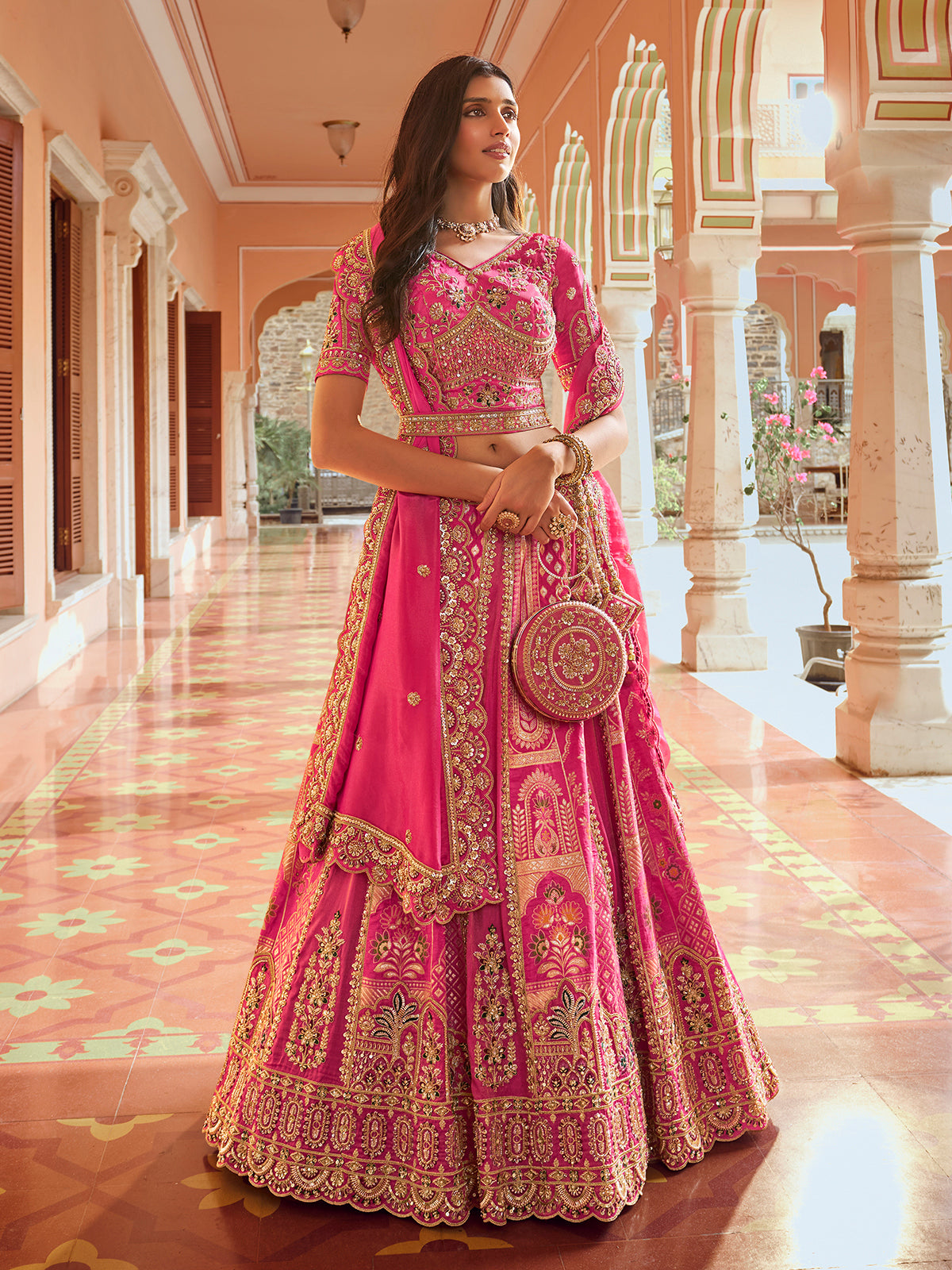 Rani pink jaali ambi women lehenga choli