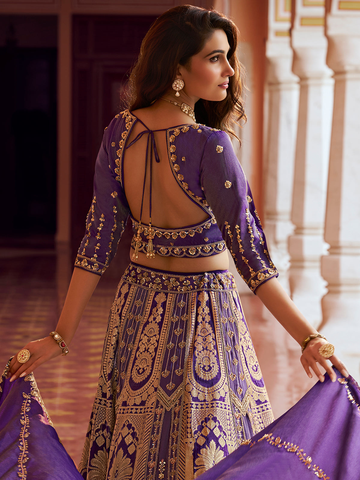Purple jharokha motif women lehenga choli