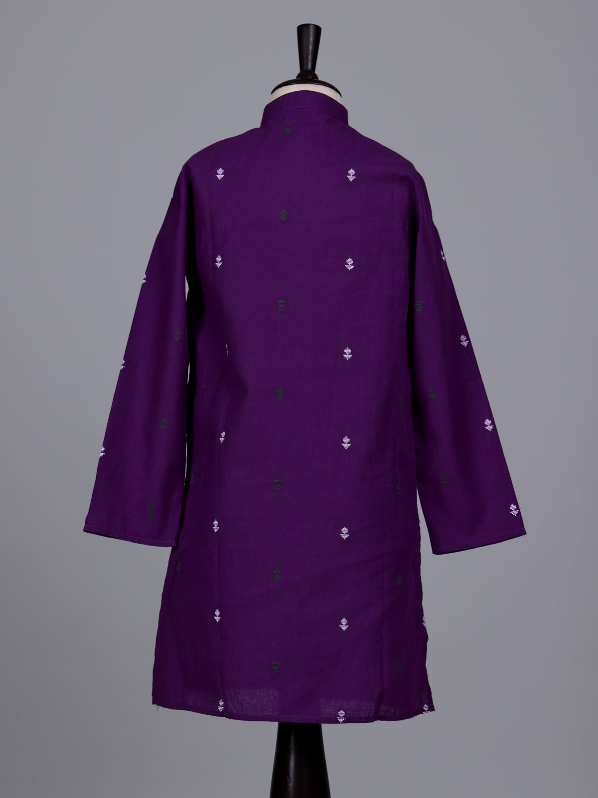 Purple boys cotton kurta suit with intricate butti thread work