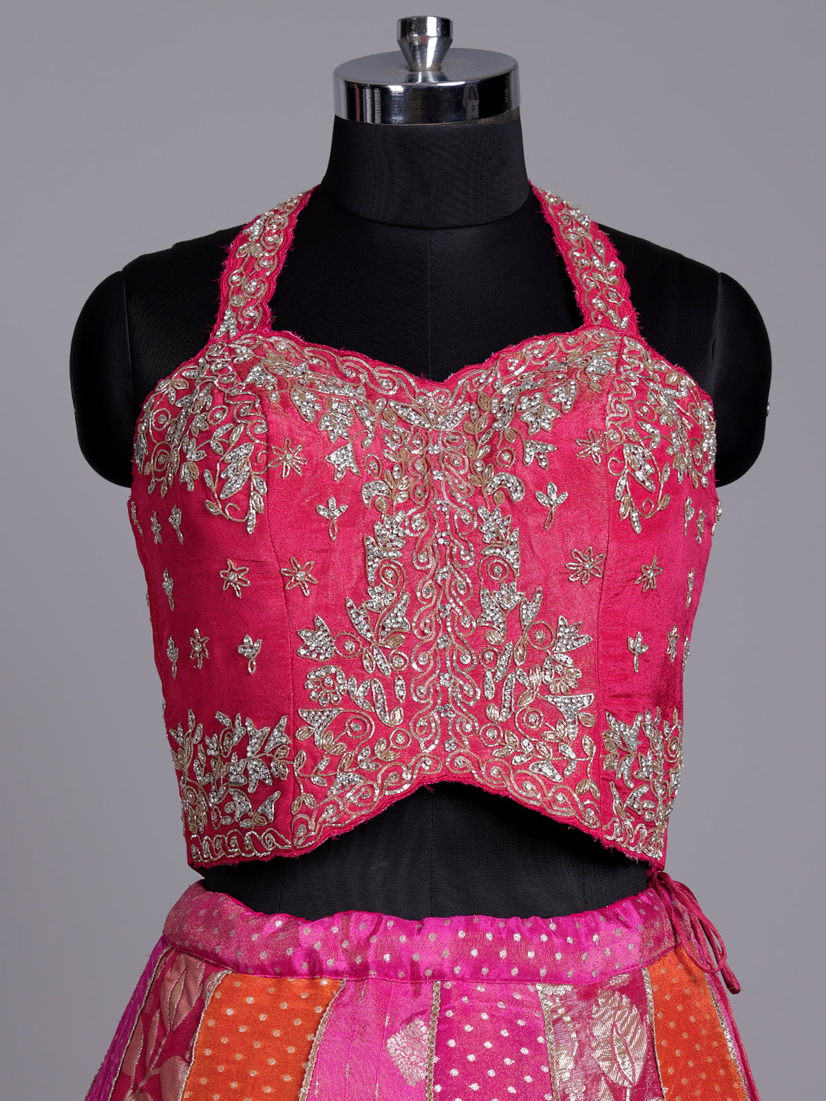 Pink Banarasi silk wedding lehenga choli with regal zari artistry