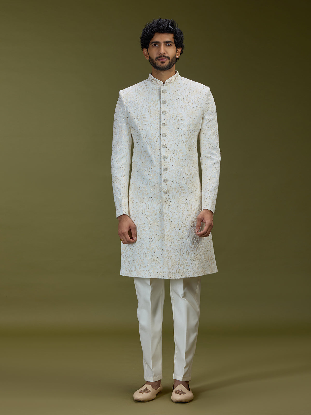 Off white exquisite swarovski luxury mens sherwani