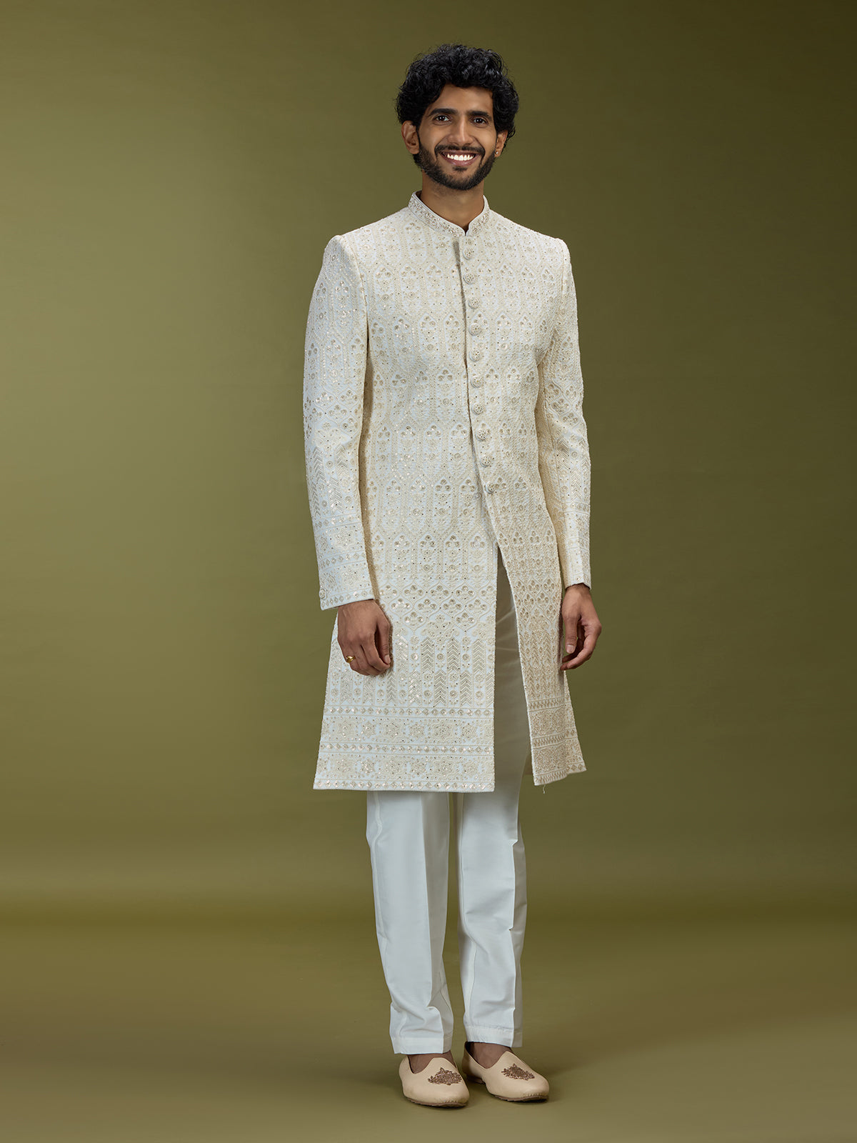 Cream grand mughal heritage premium mens sherwani