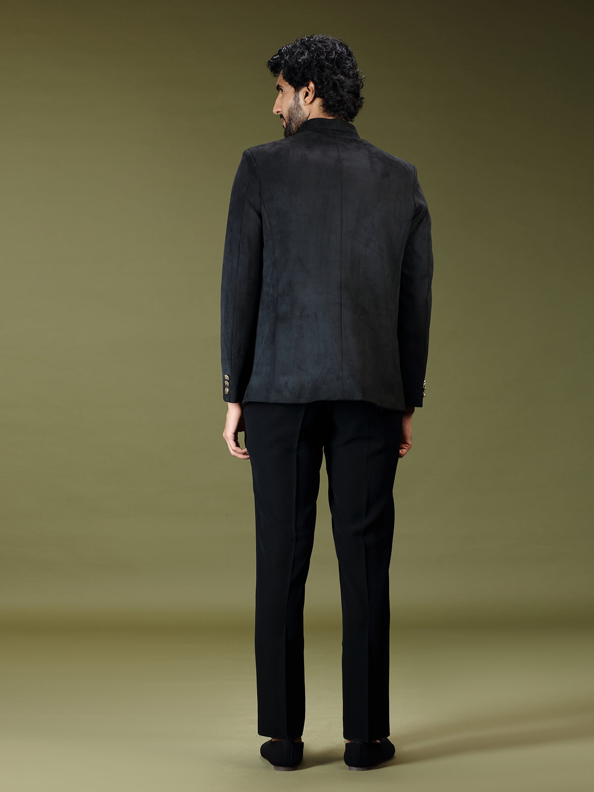 Black regal velvet embellished luxury jodhpuri suit