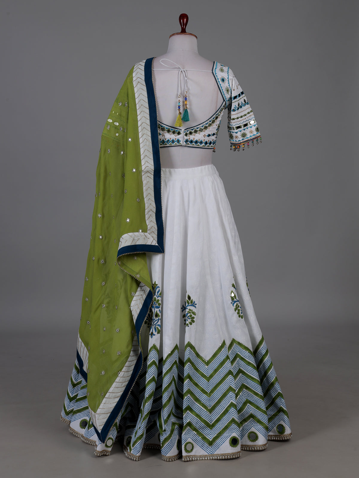 White printed navratri lehenga choli
