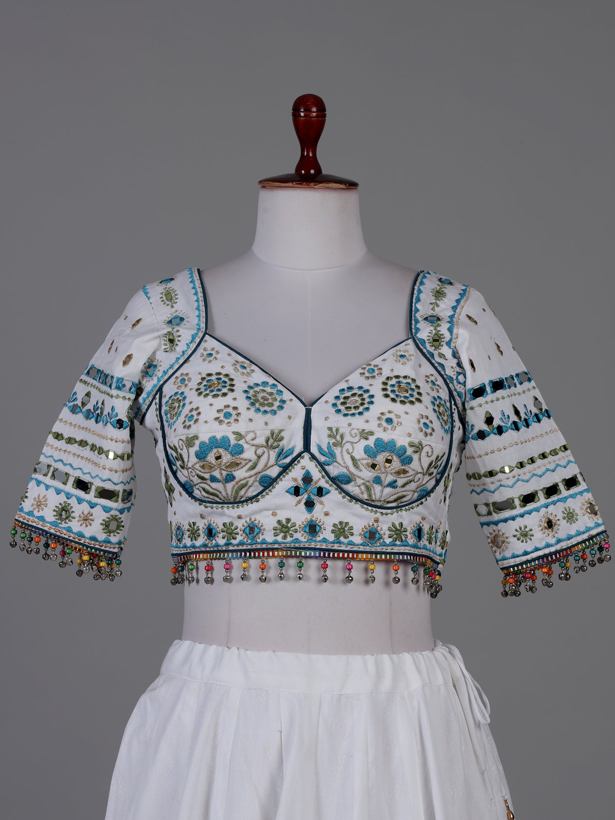 White printed navratri lehenga choli