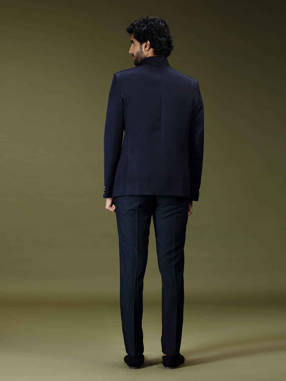 Navy blue regal crystal embellished luxury jodhpuri suit