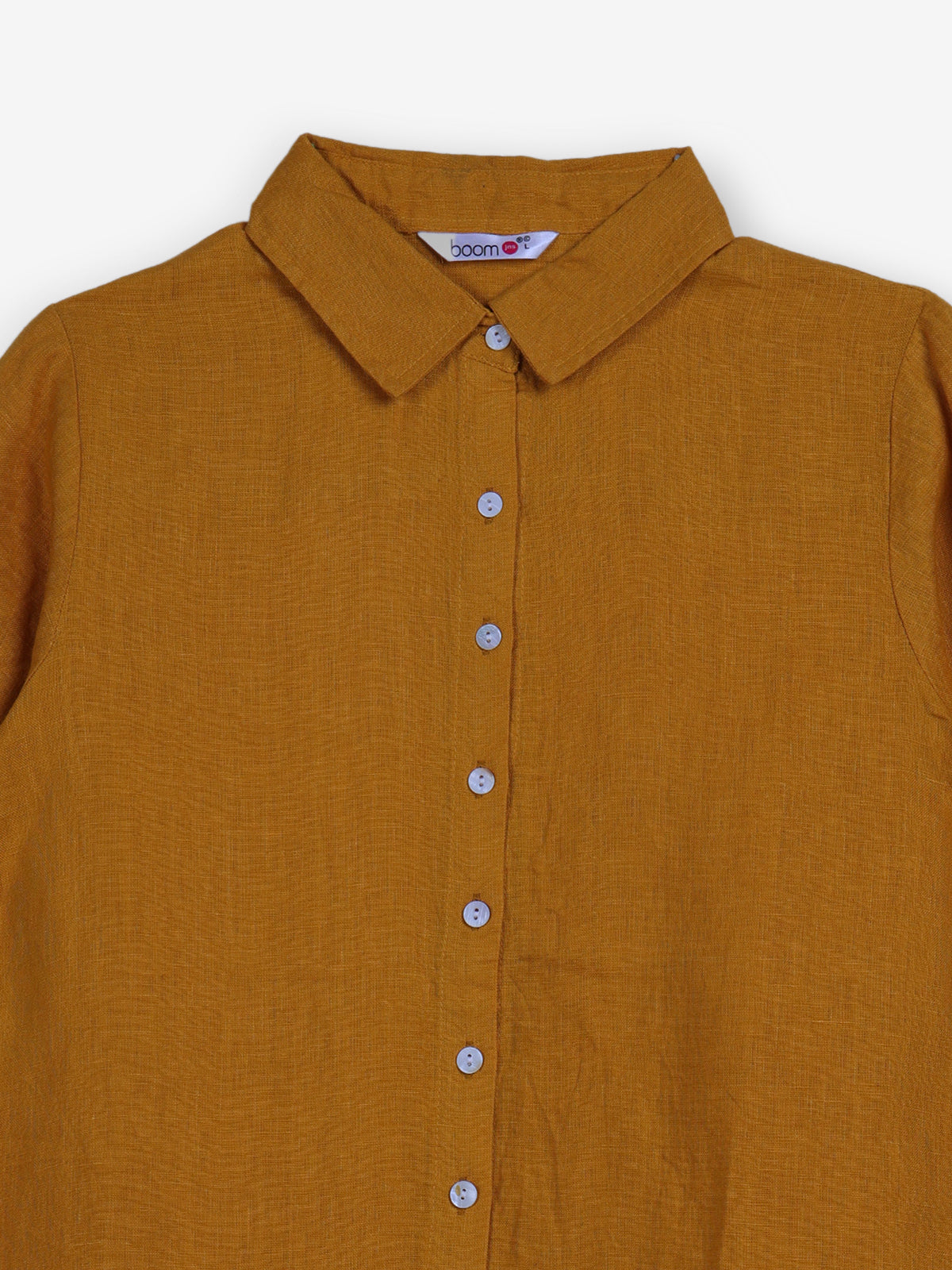 Mustard yellow linen women shirt
