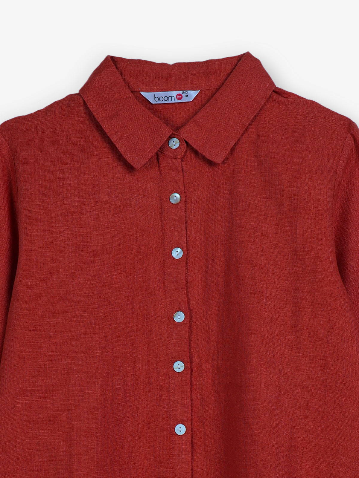 Rust red linen women shirt
