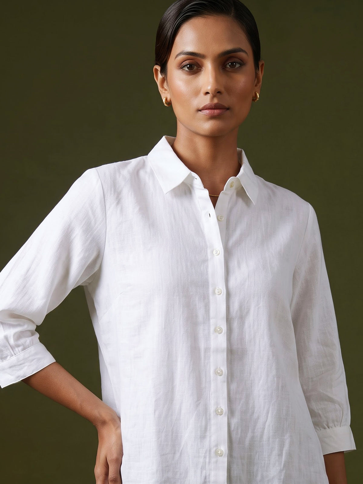 White linen women A-line shirt
