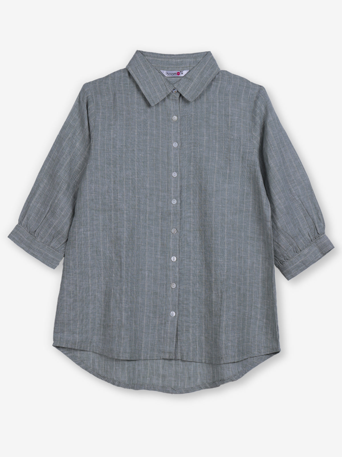 Grey linen women pinstripe shirt