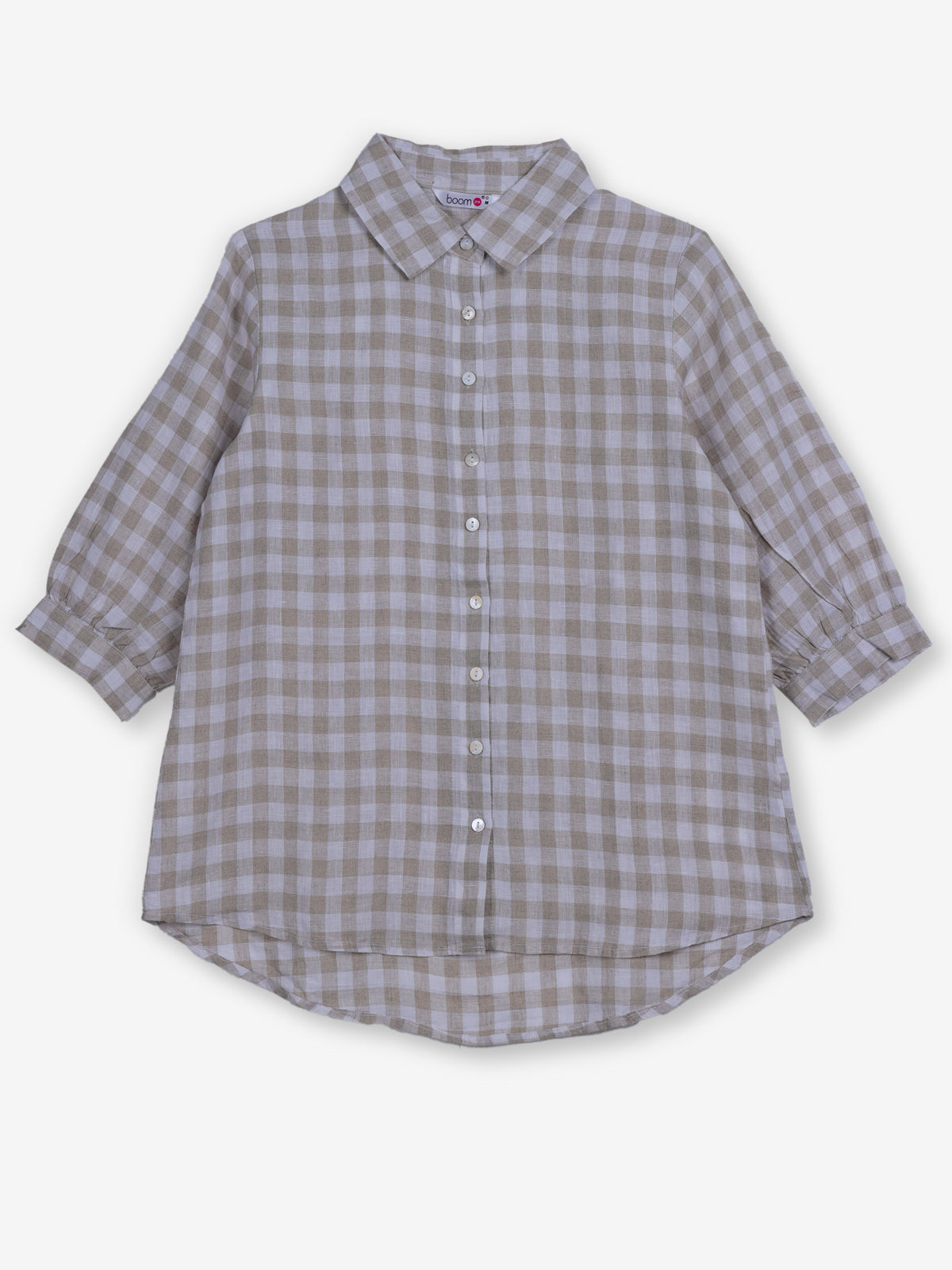 Off white linen women gingham shirt