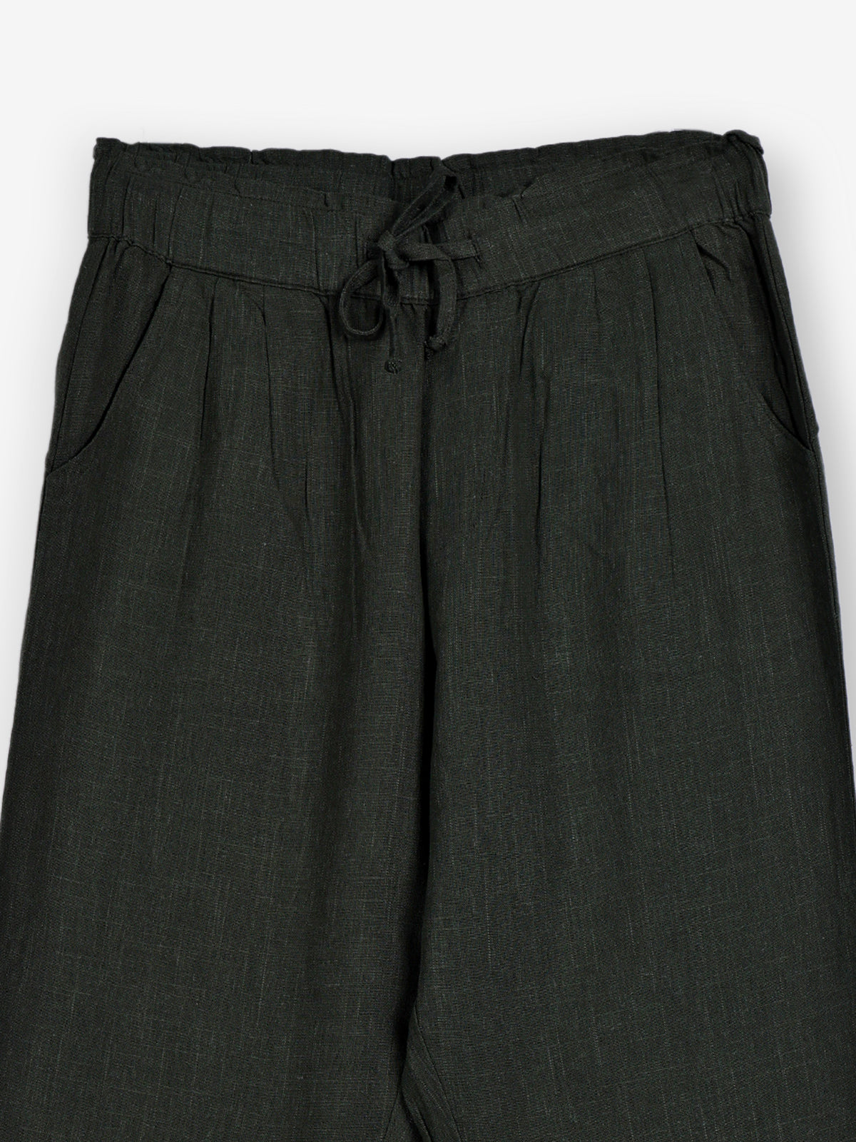 Olive cotton linen womens ankle pant