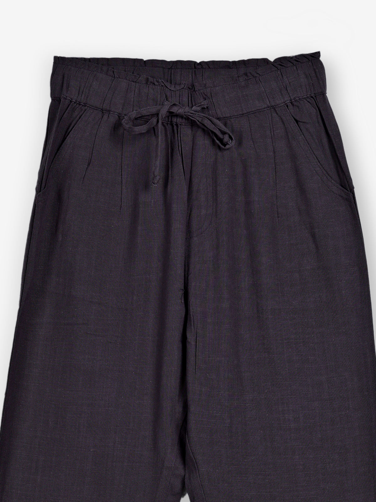 Grey cotton linen womens ankle pant