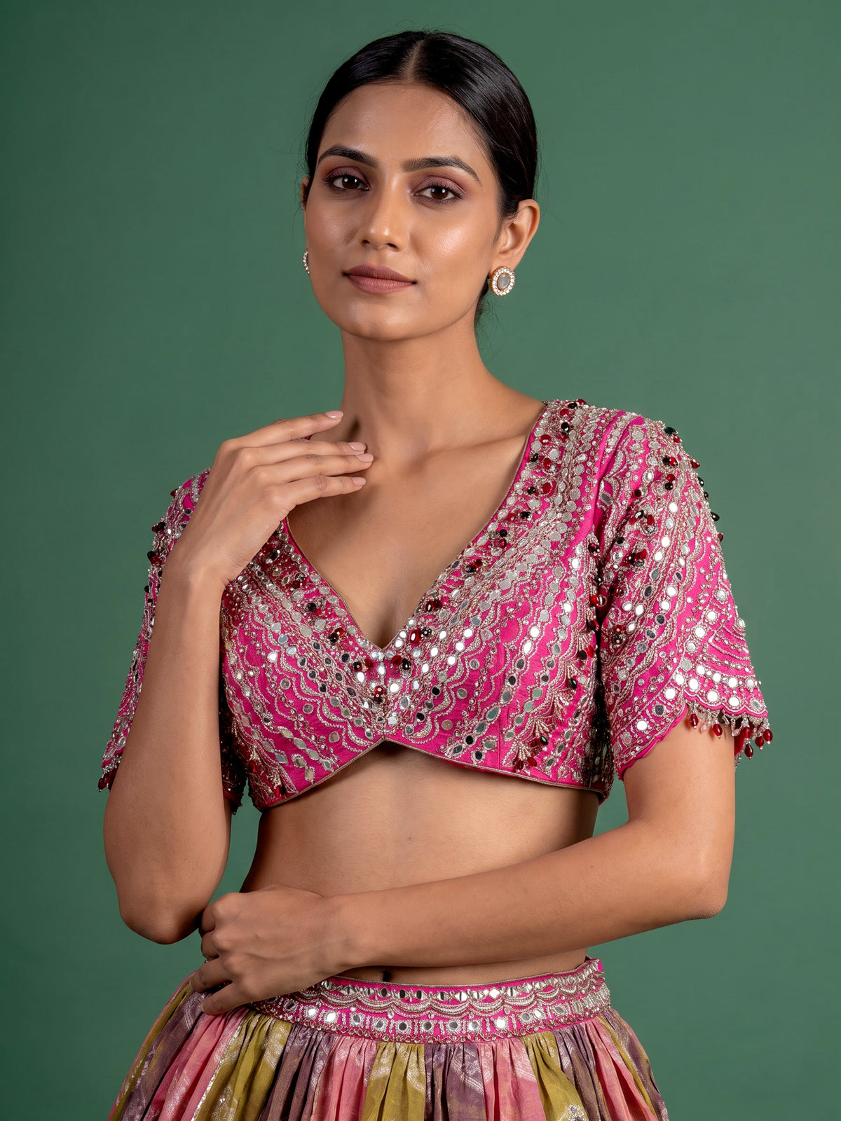 Multi color brocade women lehenga choli with dupatta
