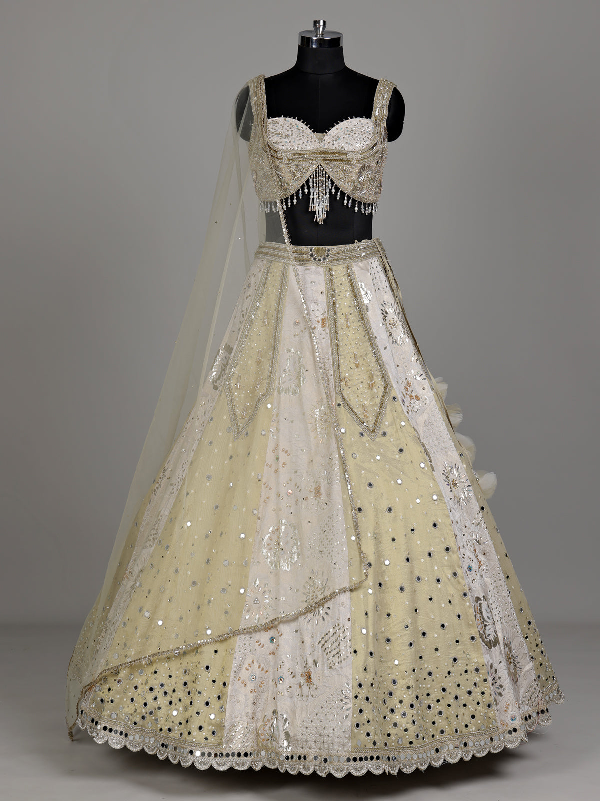 Off white regal jacquard women lehenga choli with dupatta