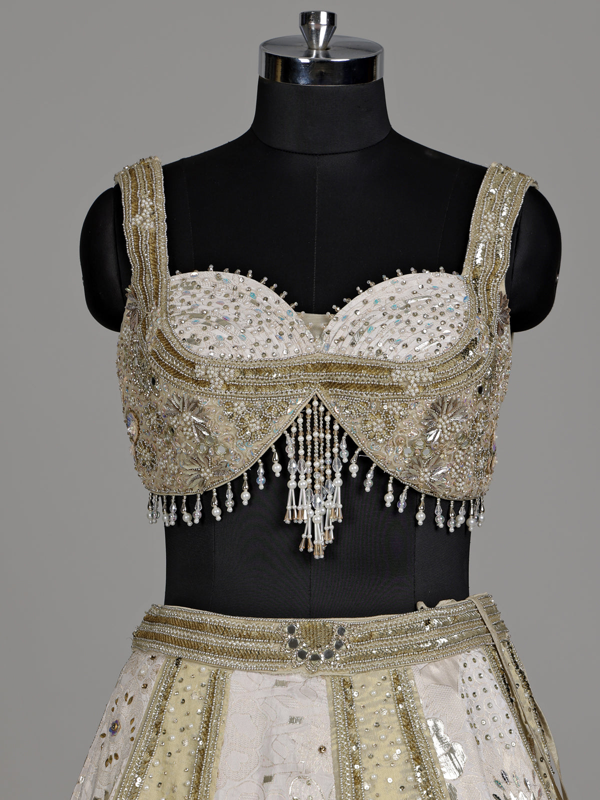 Off white regal jacquard women lehenga choli with dupatta