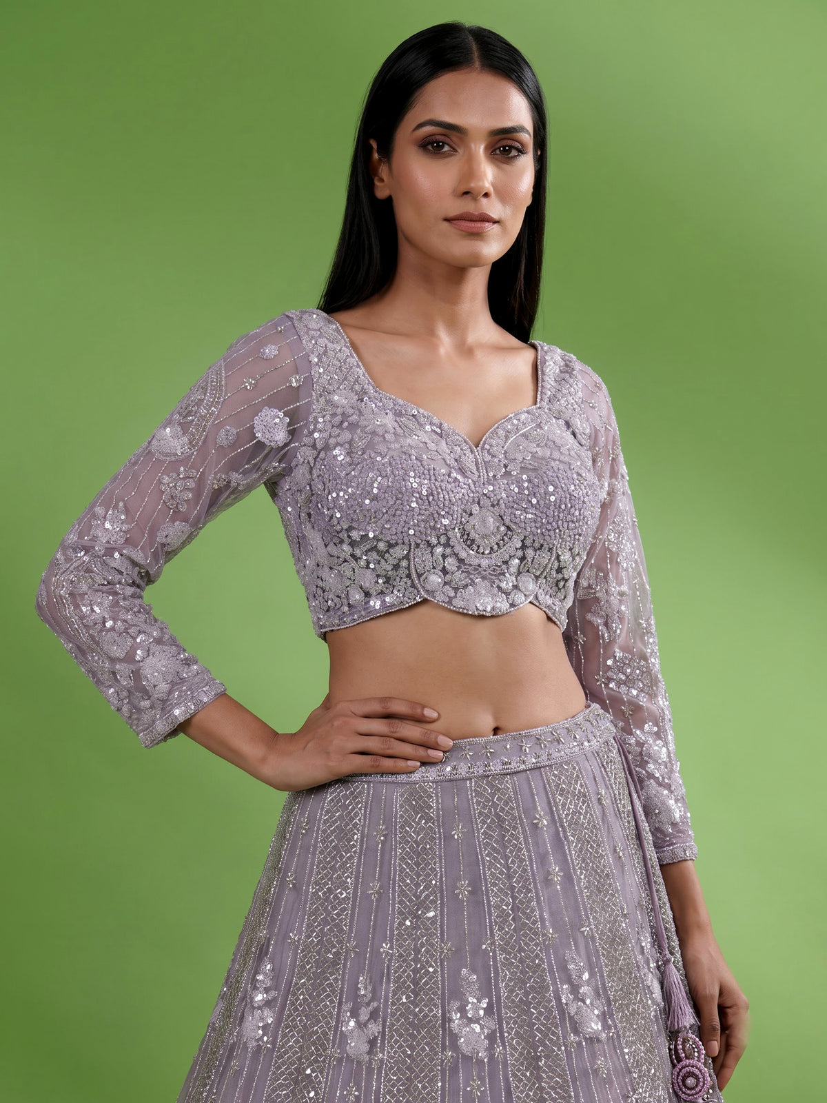 Lavender ornate jaal women lehenga choli with dupatta