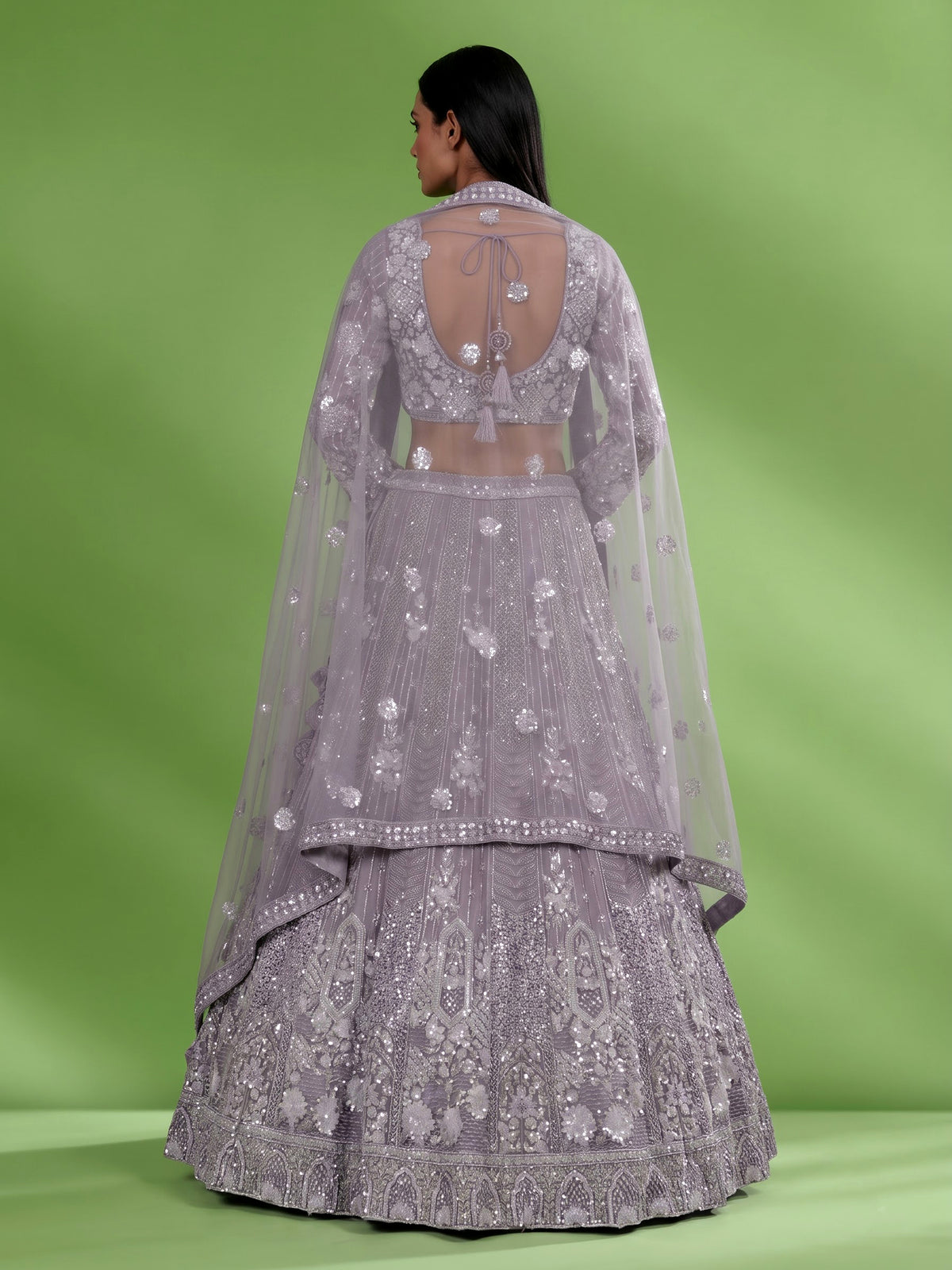 Lavender ornate jaal women lehenga choli with dupatta
