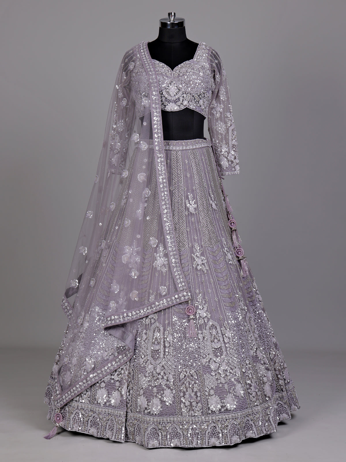 Lavender ornate jaal women lehenga choli with dupatta